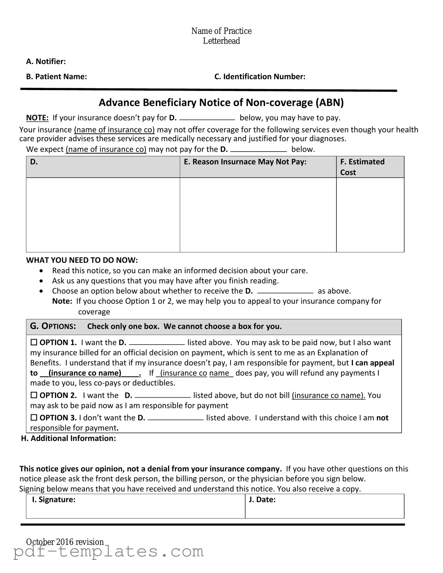 Get Advance Beneficiary Notice of Non-coverage Form in PDF