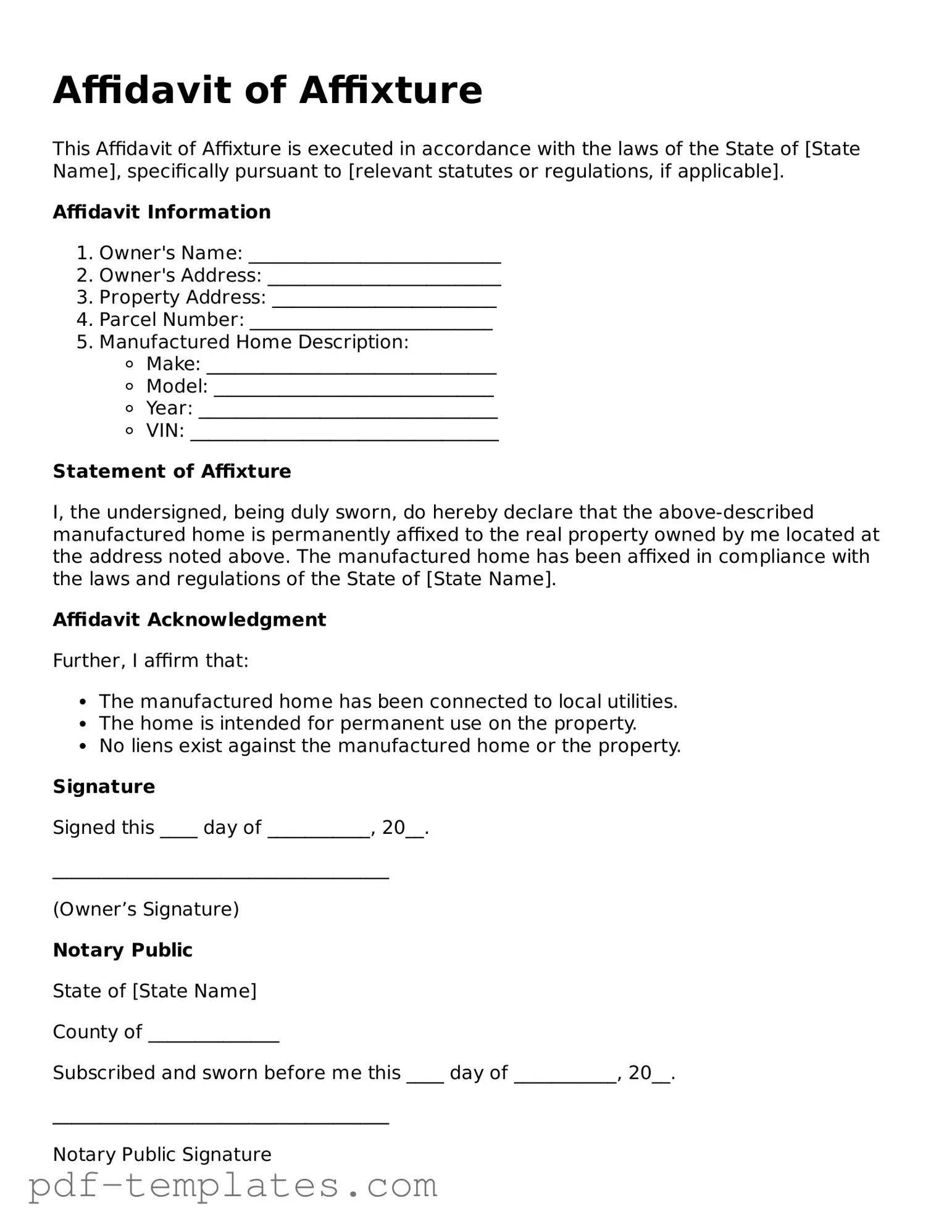 Affidavit of Affixture Document