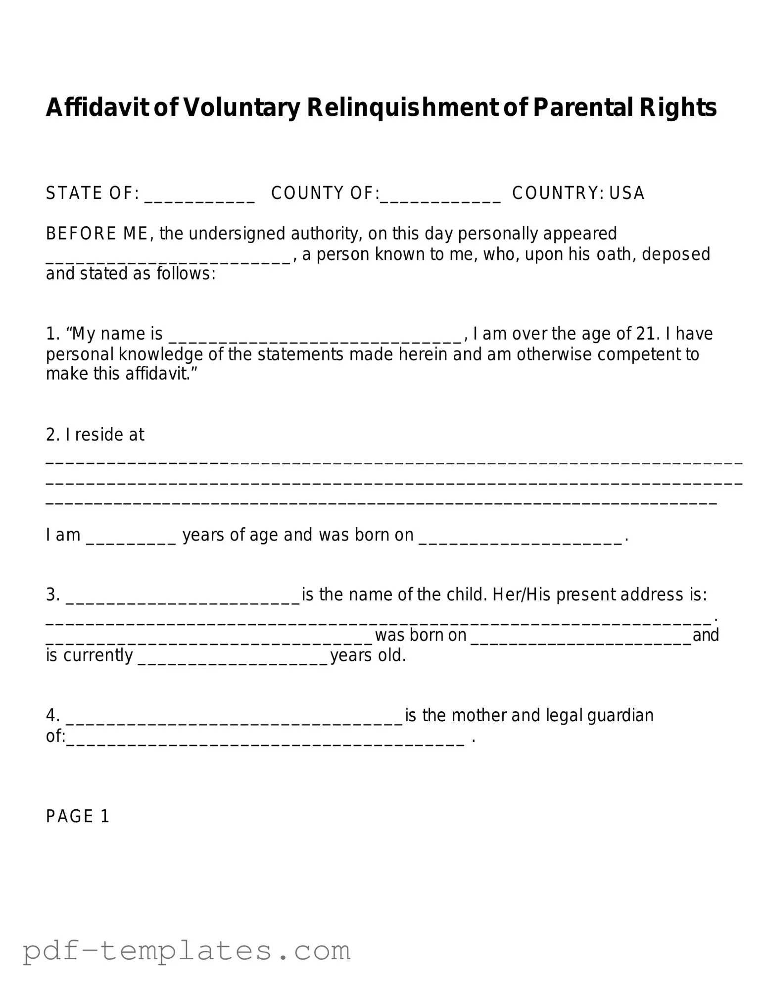 Get Affidavit Parental Rights Form in PDF