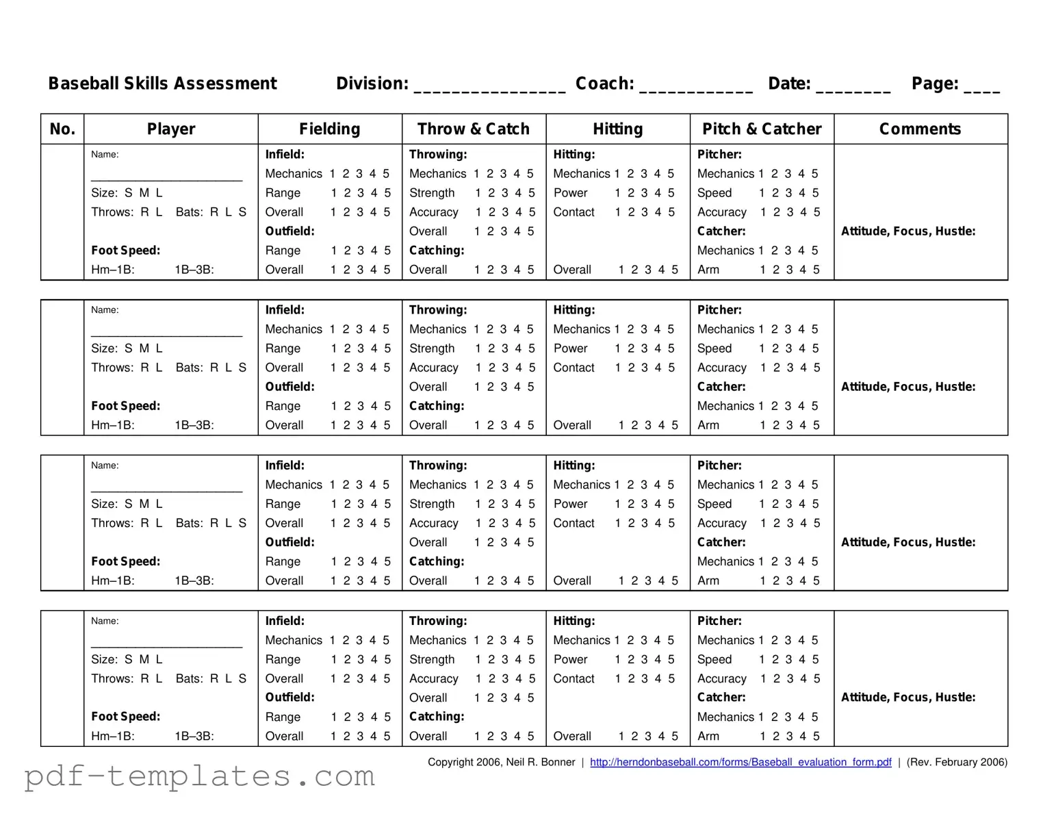 Get Baseball Assessment Form in PDF