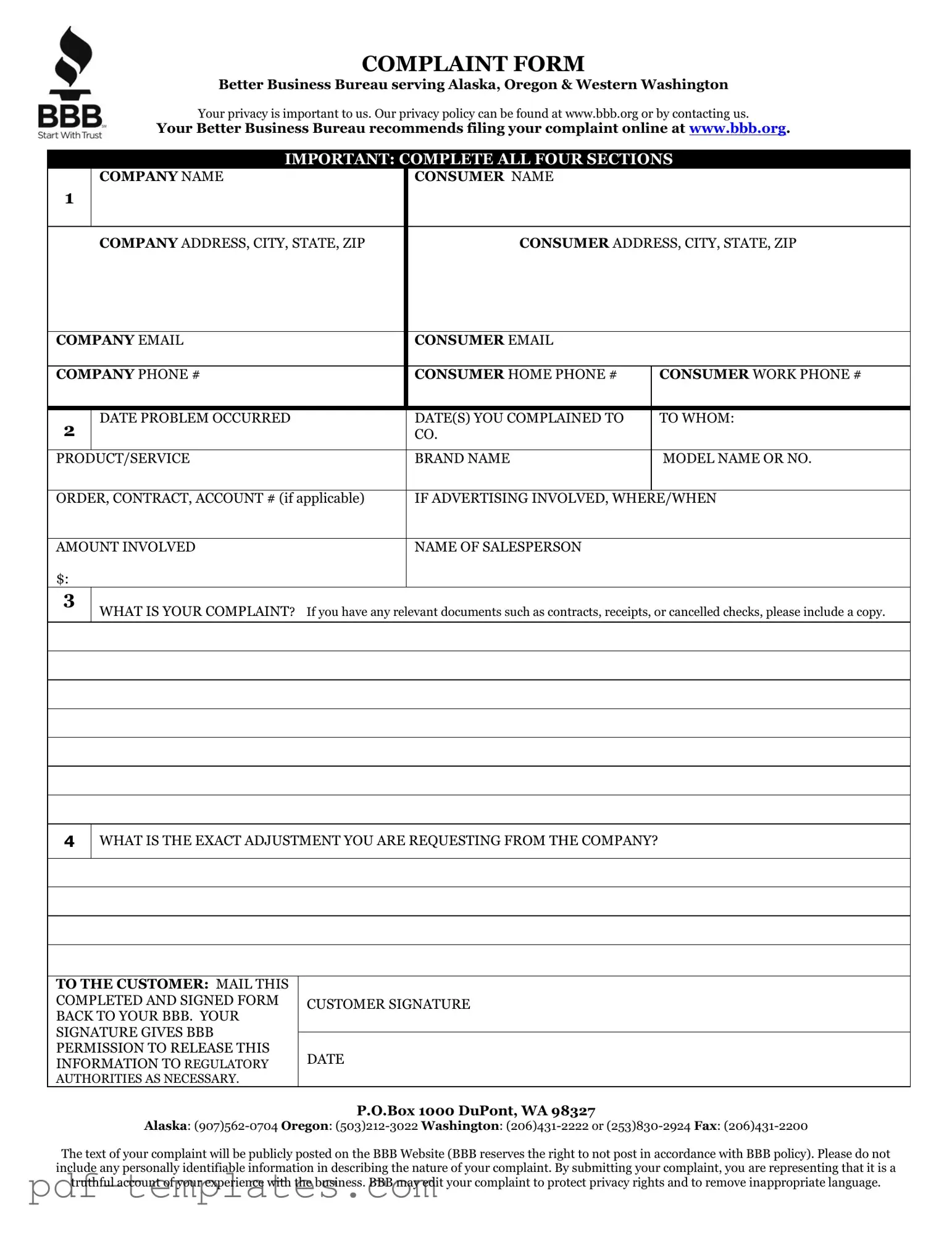 Get Bbb Complaint Form in PDF