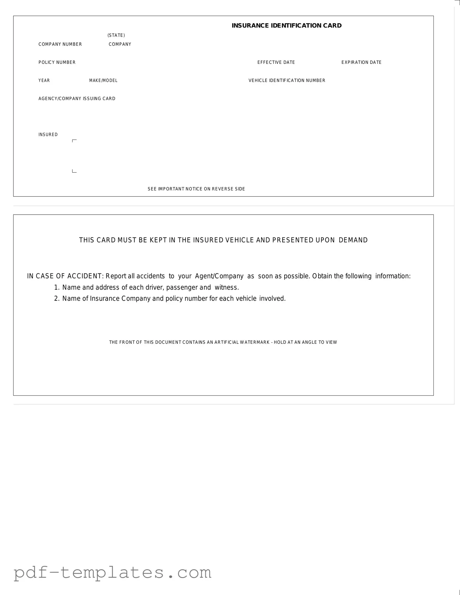 Get Auto Insurance Card Form in PDF