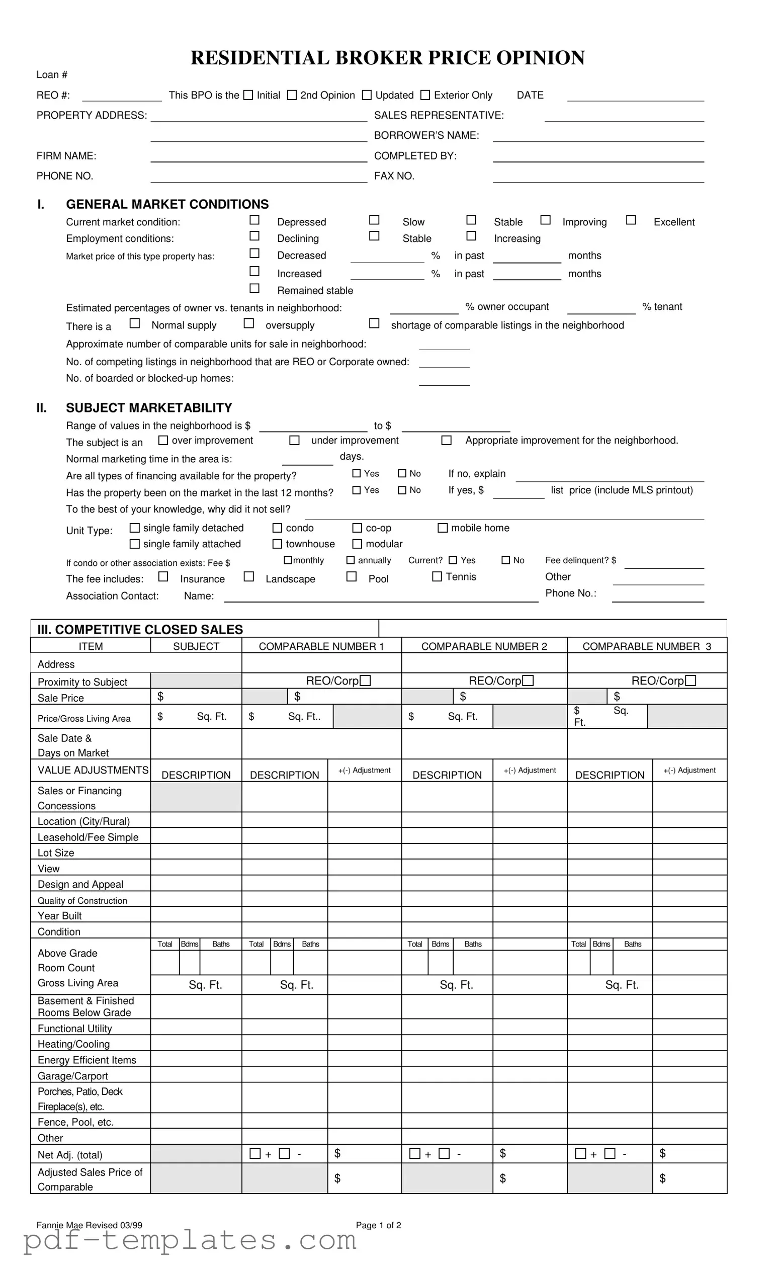 Get Broker Price Opinion Form in PDF