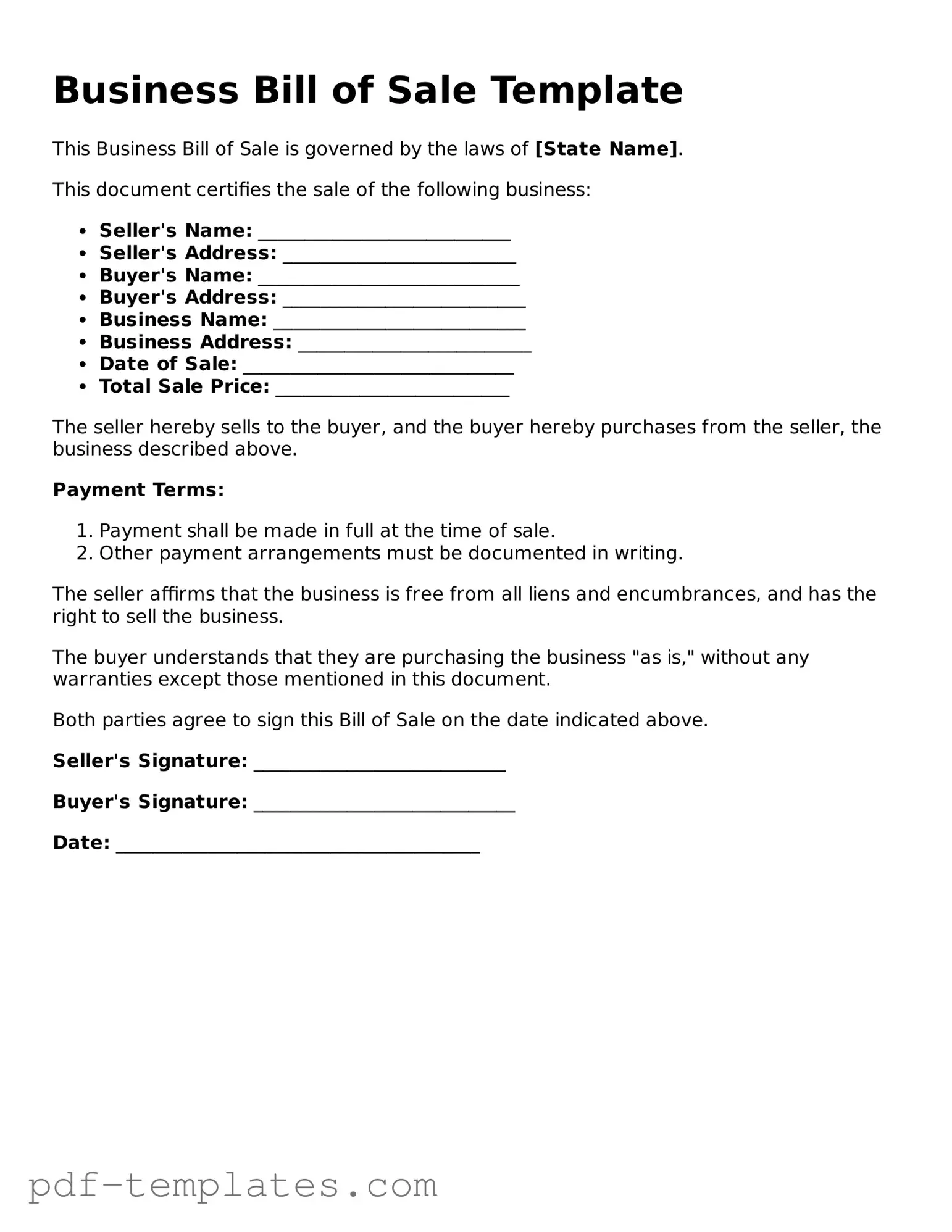 Business Bill of Sale Document