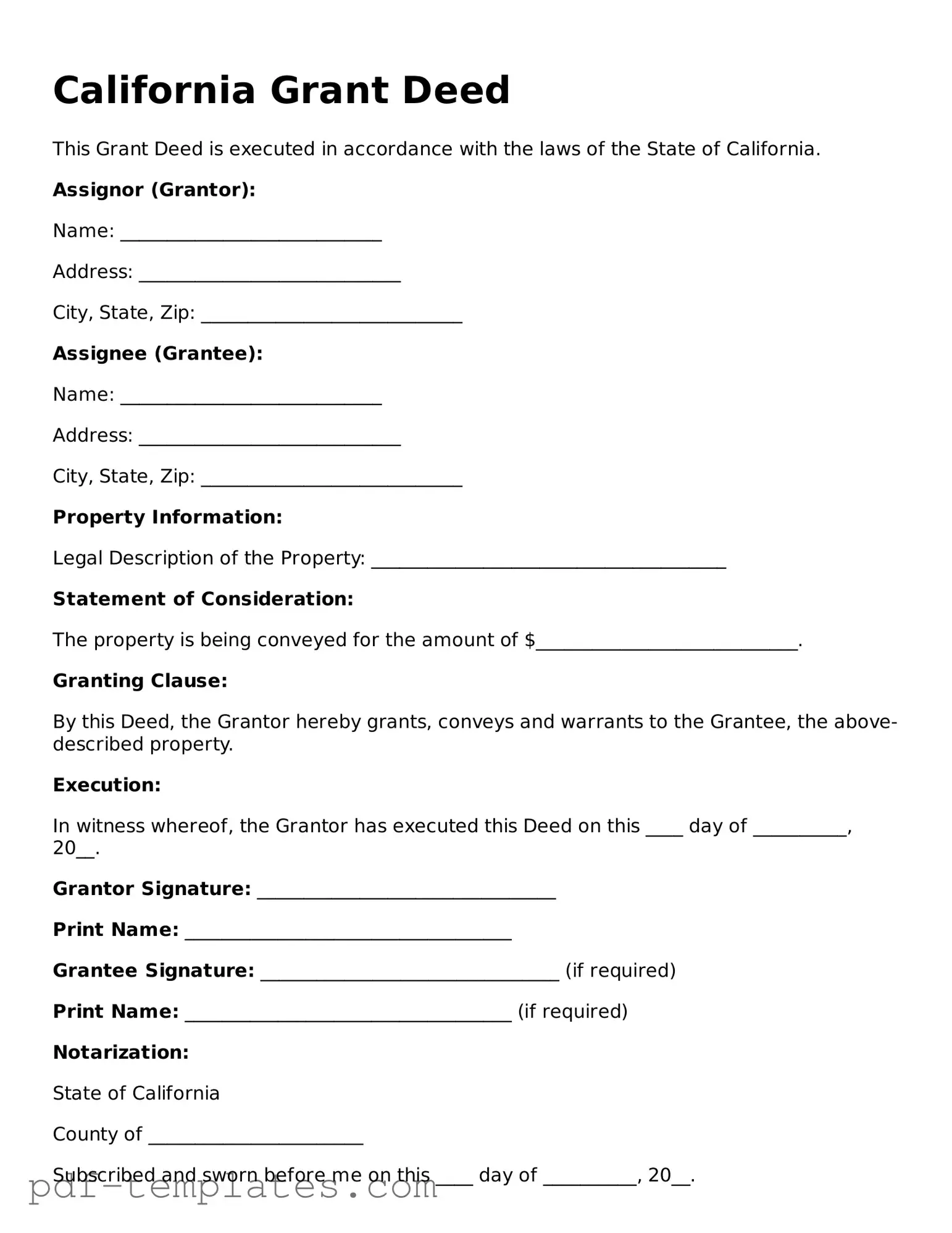 Official Deed Template for California State