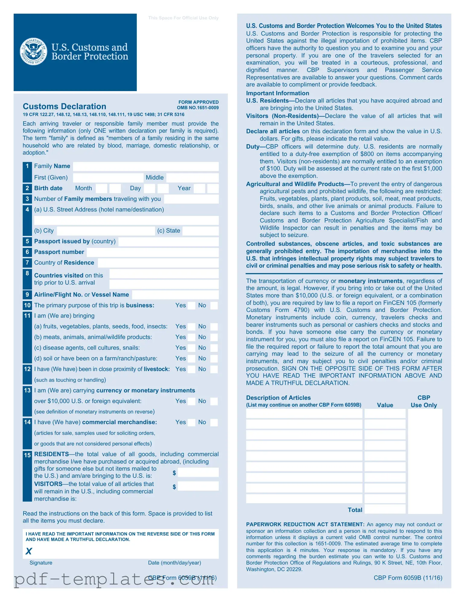 Get CBP 6059B Form in PDF