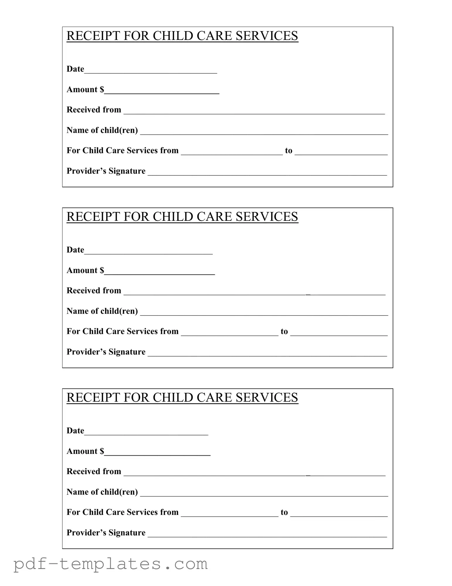 Get Childcare Receipt Form in PDF