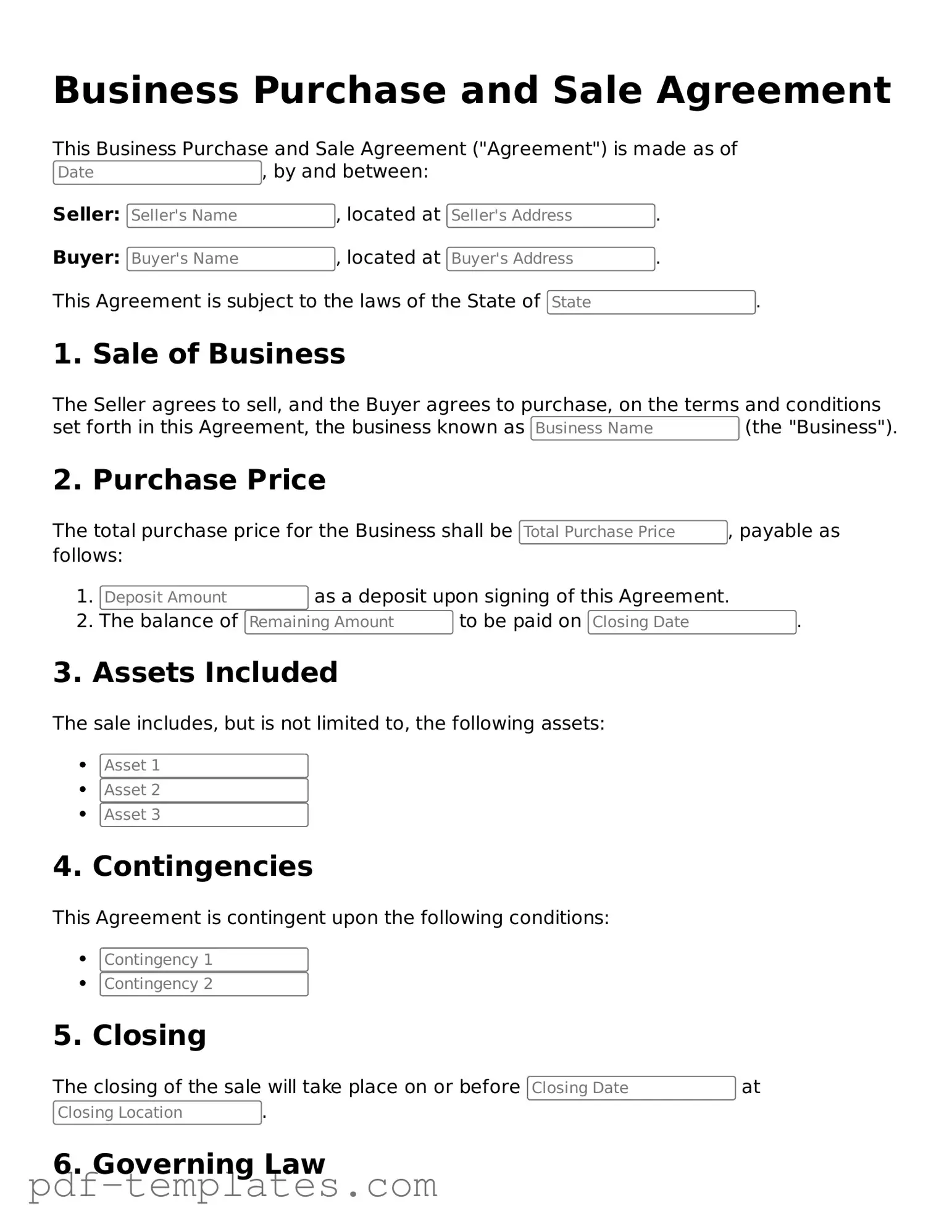 Business Purchase and Sale Agreement Document