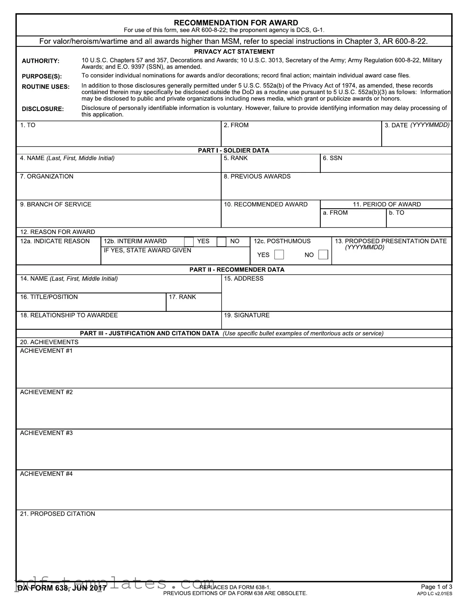 Get Da 638 Form in PDF