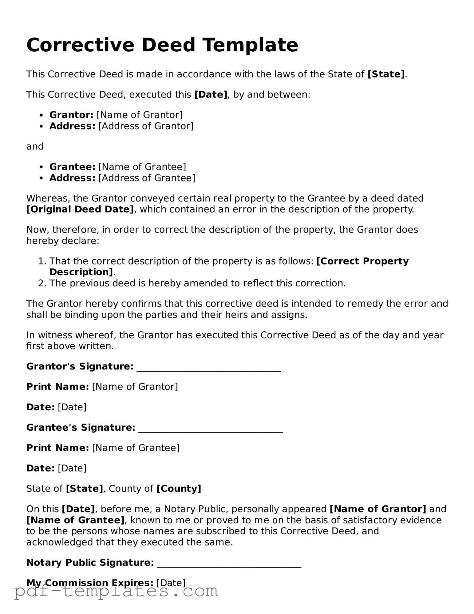 Corrective Deed Document