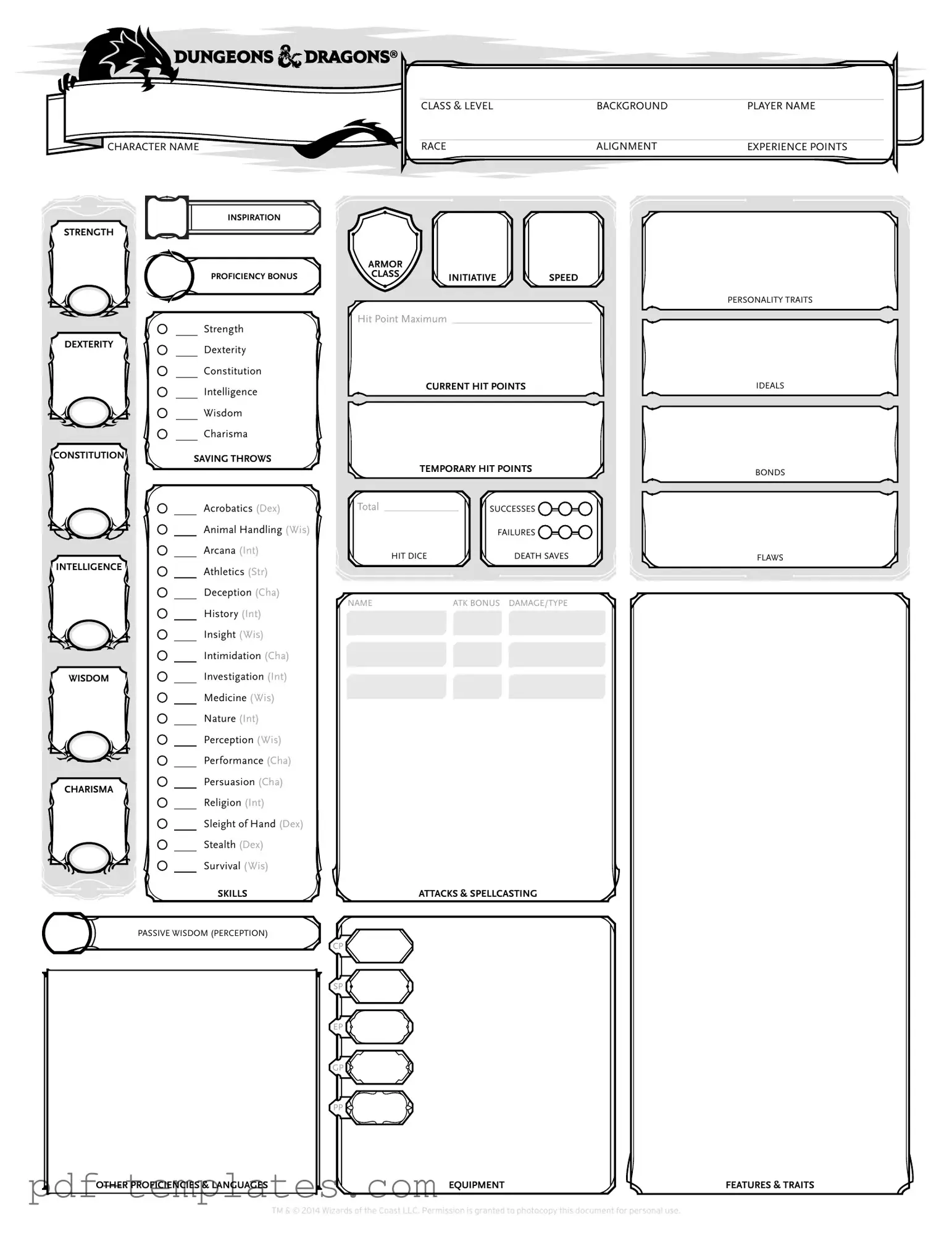 Get Dnd Character Sheet Form in PDF