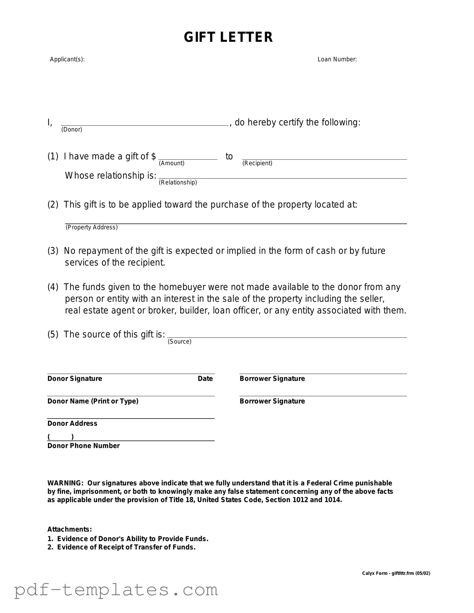 Get Gift Letter Form in PDF