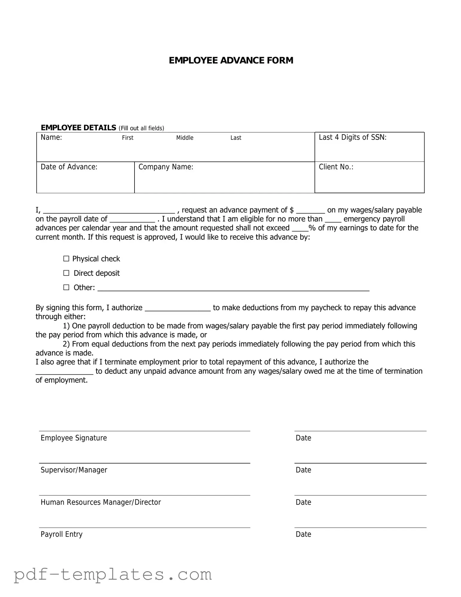 Get Employee Advance Form in PDF