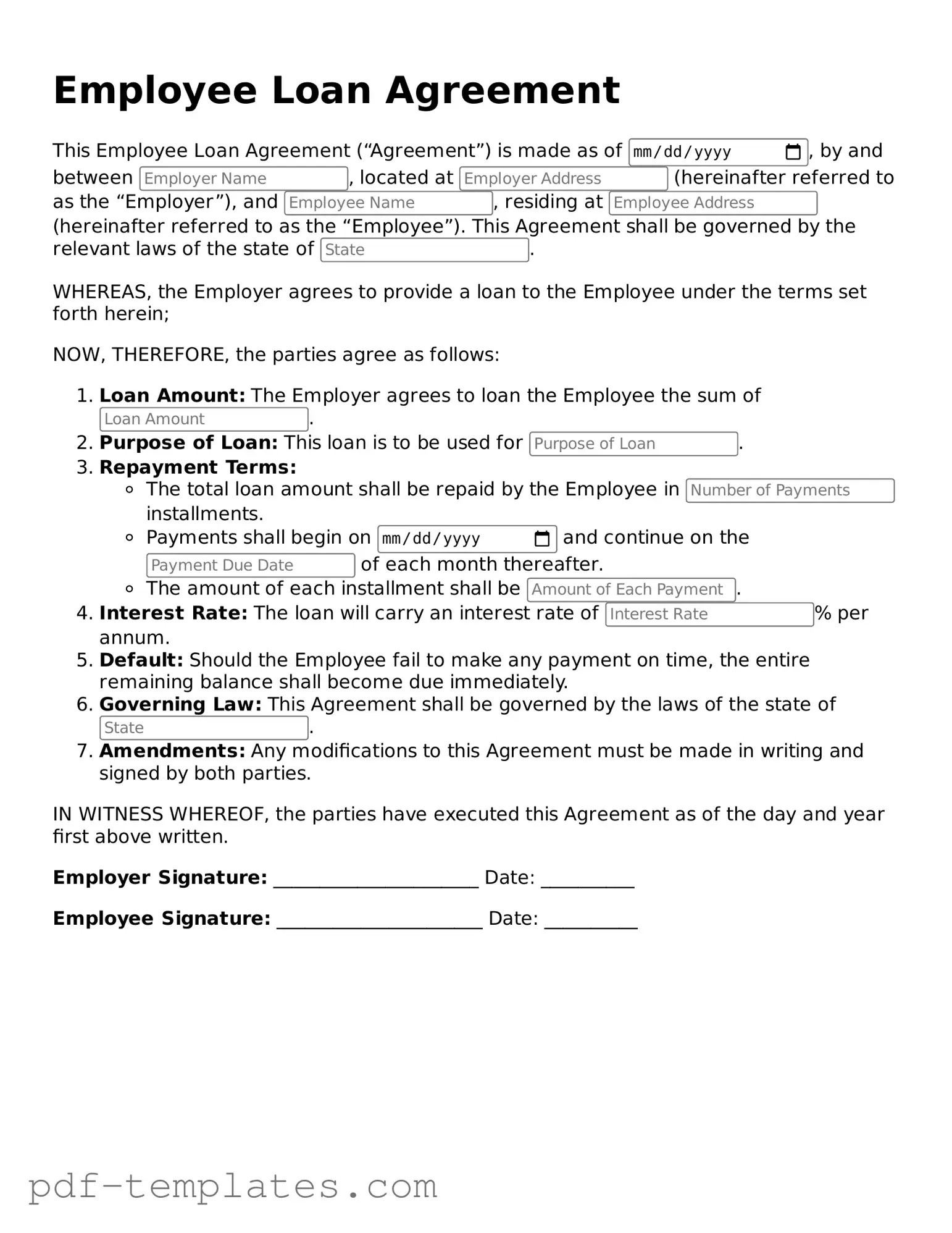 Employee Loan Agreement Document