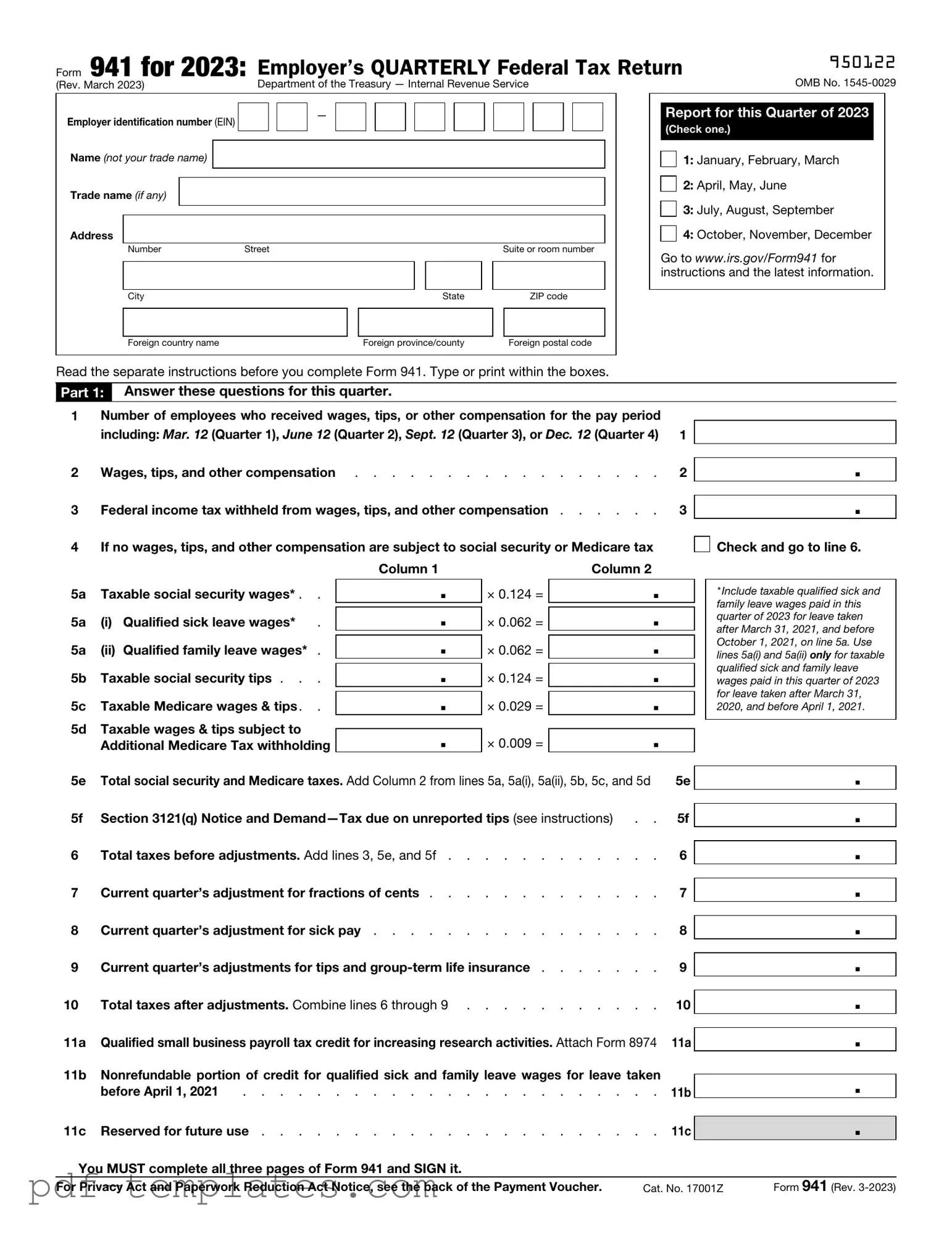Get IRS 941 Form in PDF