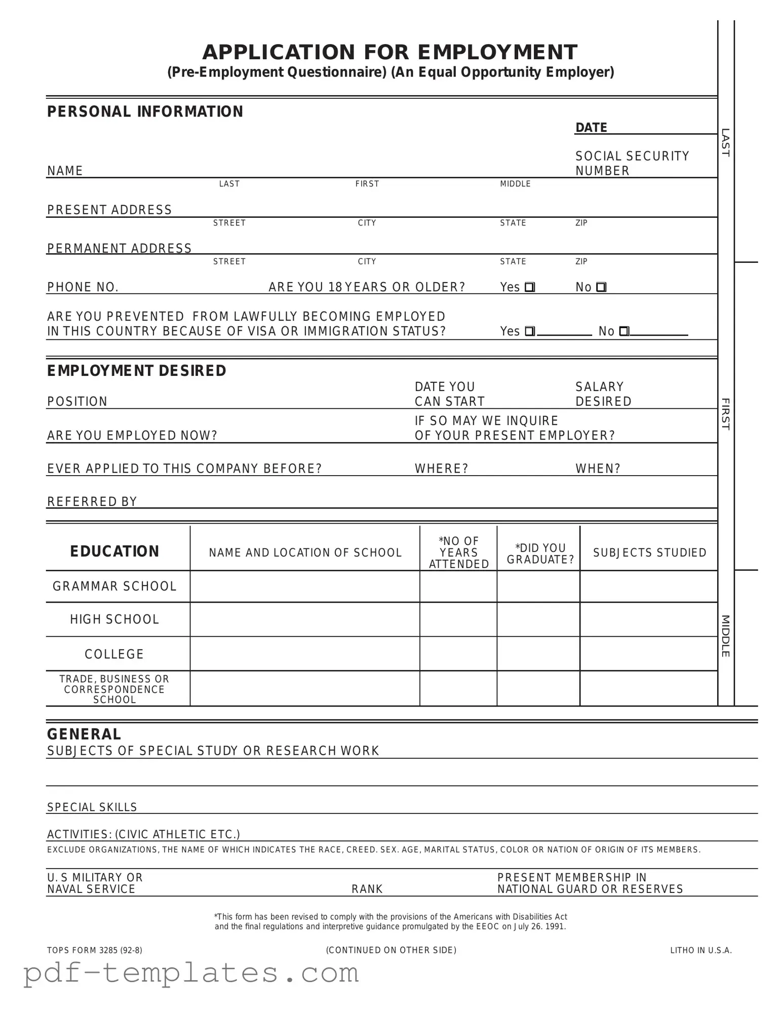 Get Employment Application Pdf Form in PDF