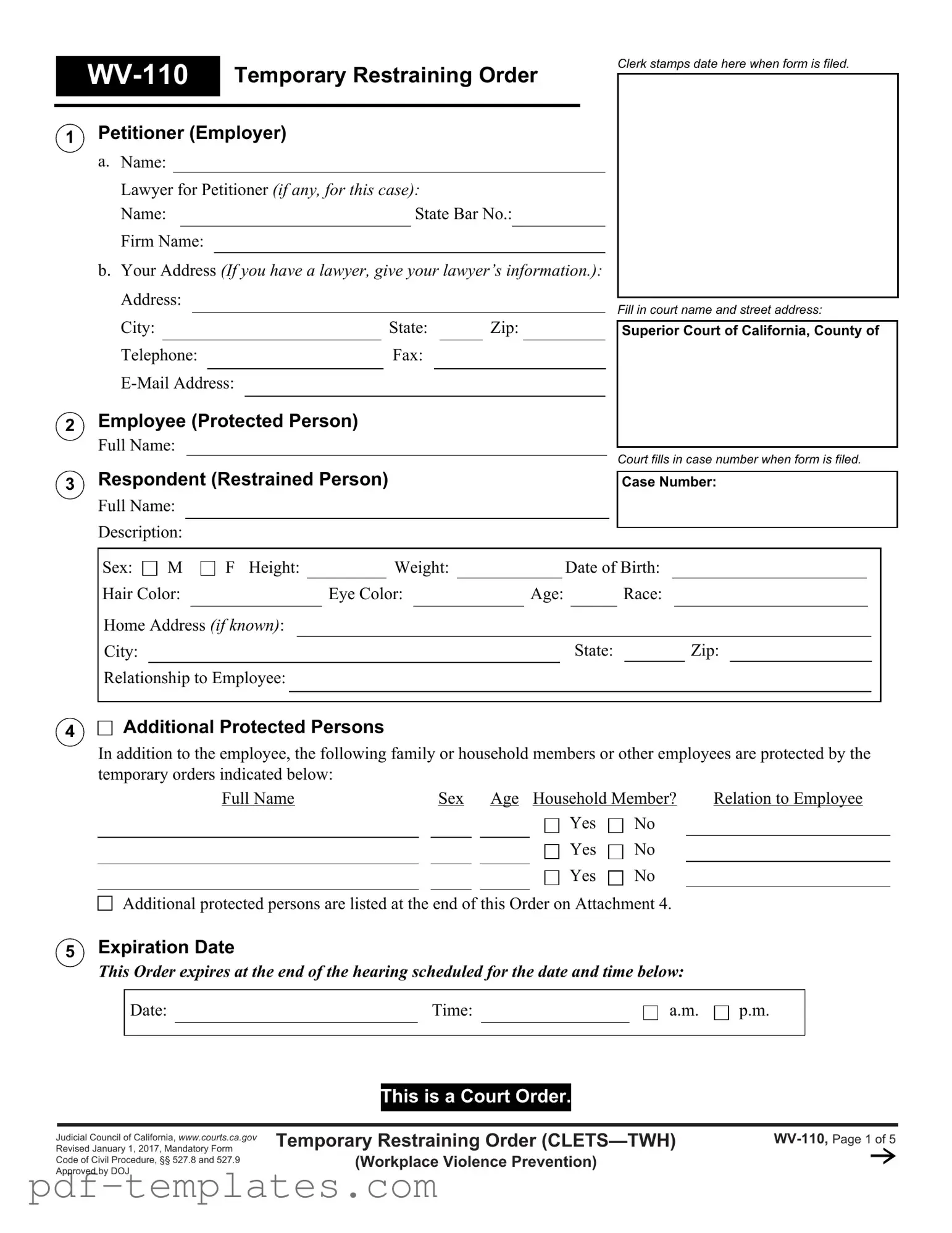 Get Fake Restraining Order Form in PDF