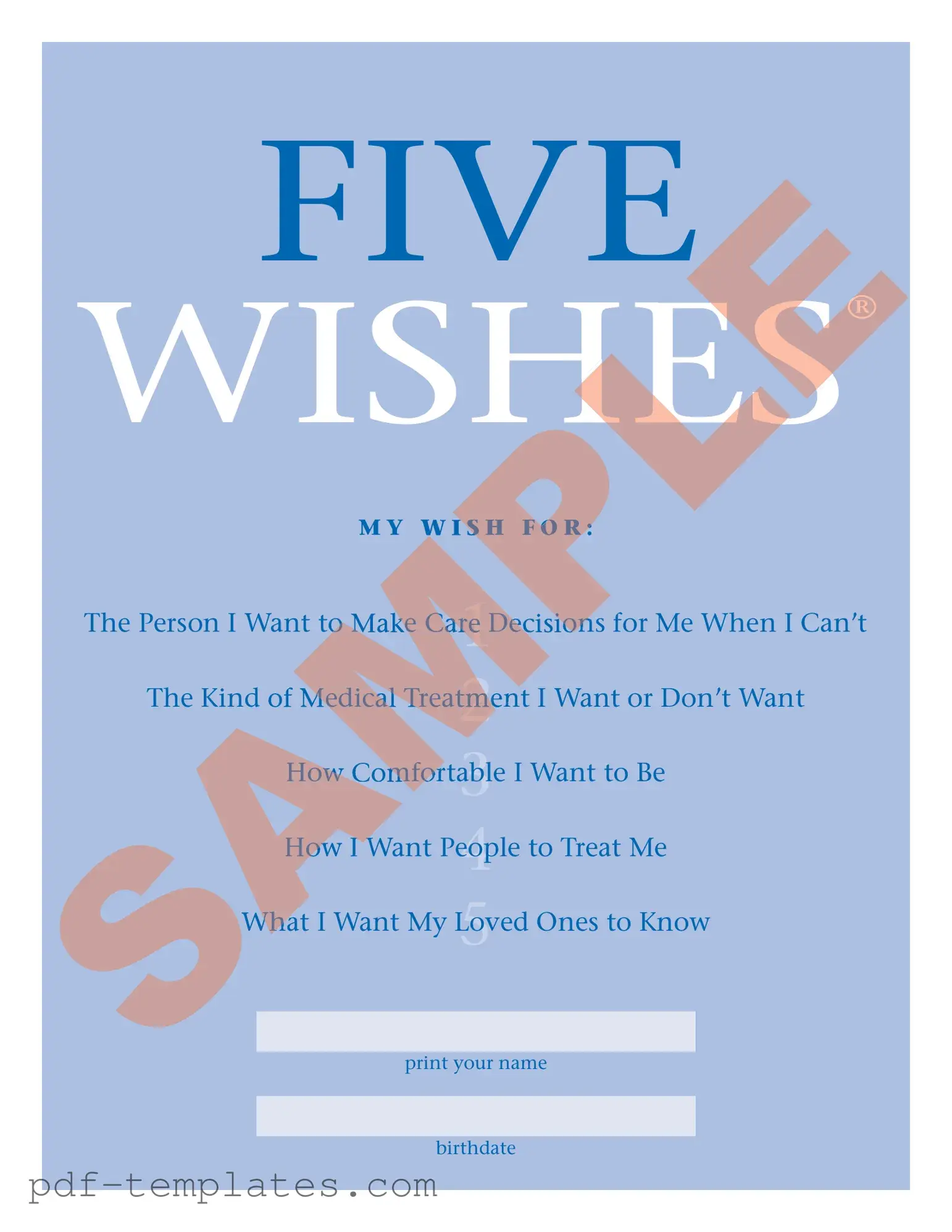 Get 5 Wishes Document Form in PDF