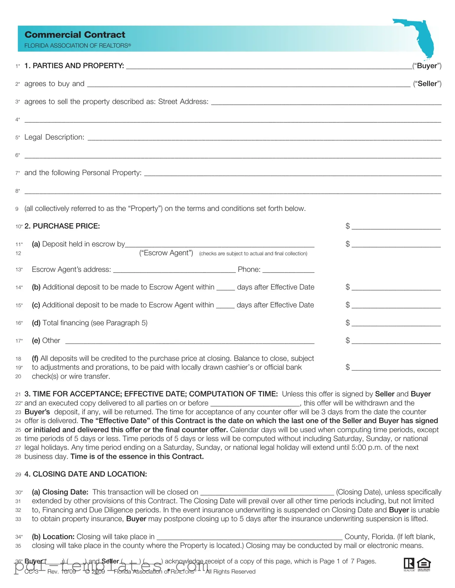 Get Florida Commercial Contract Form in PDF