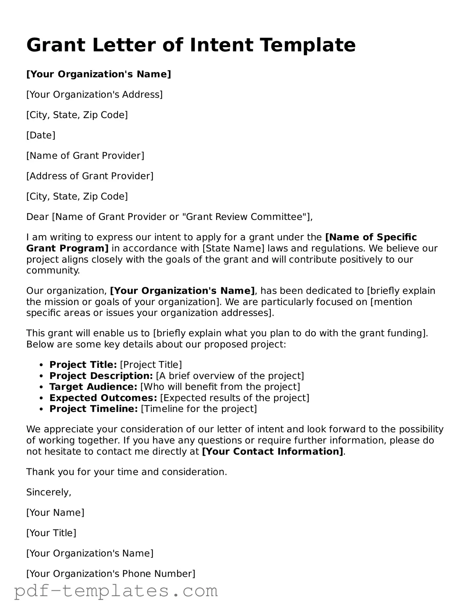 Grant Letter of Intent Document