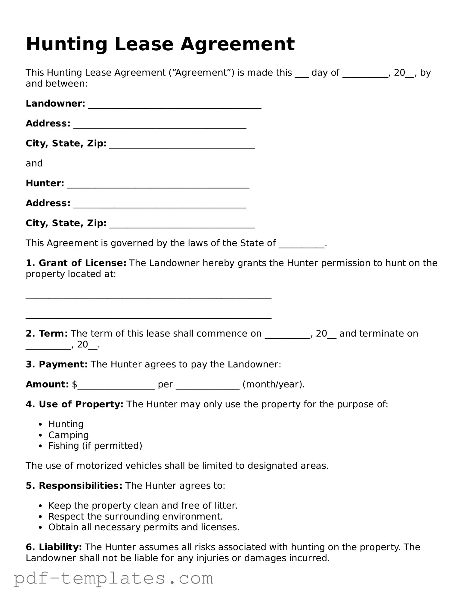 Hunting Lease Agreement Document