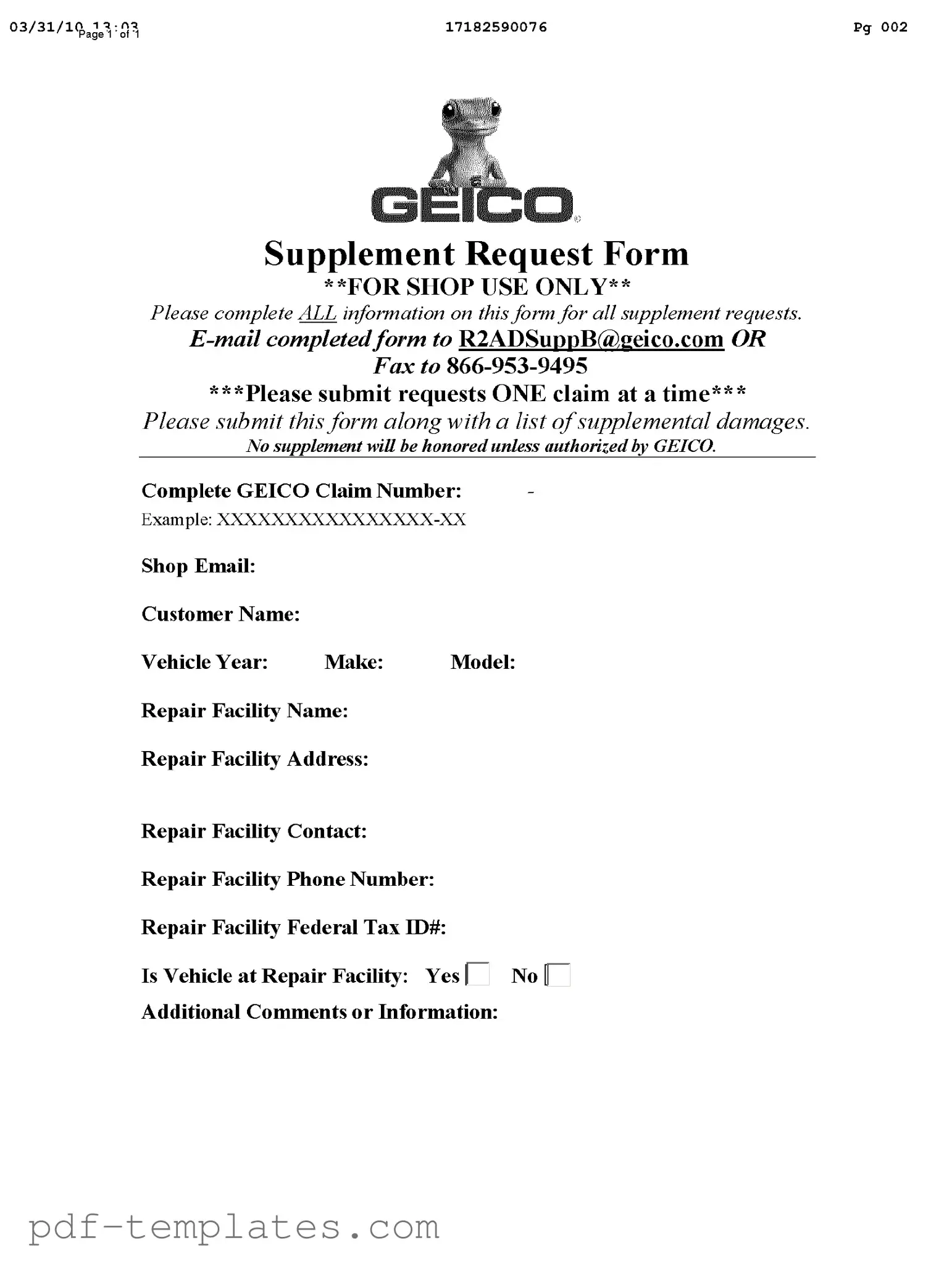 Get Geico Supplement Request Form in PDF