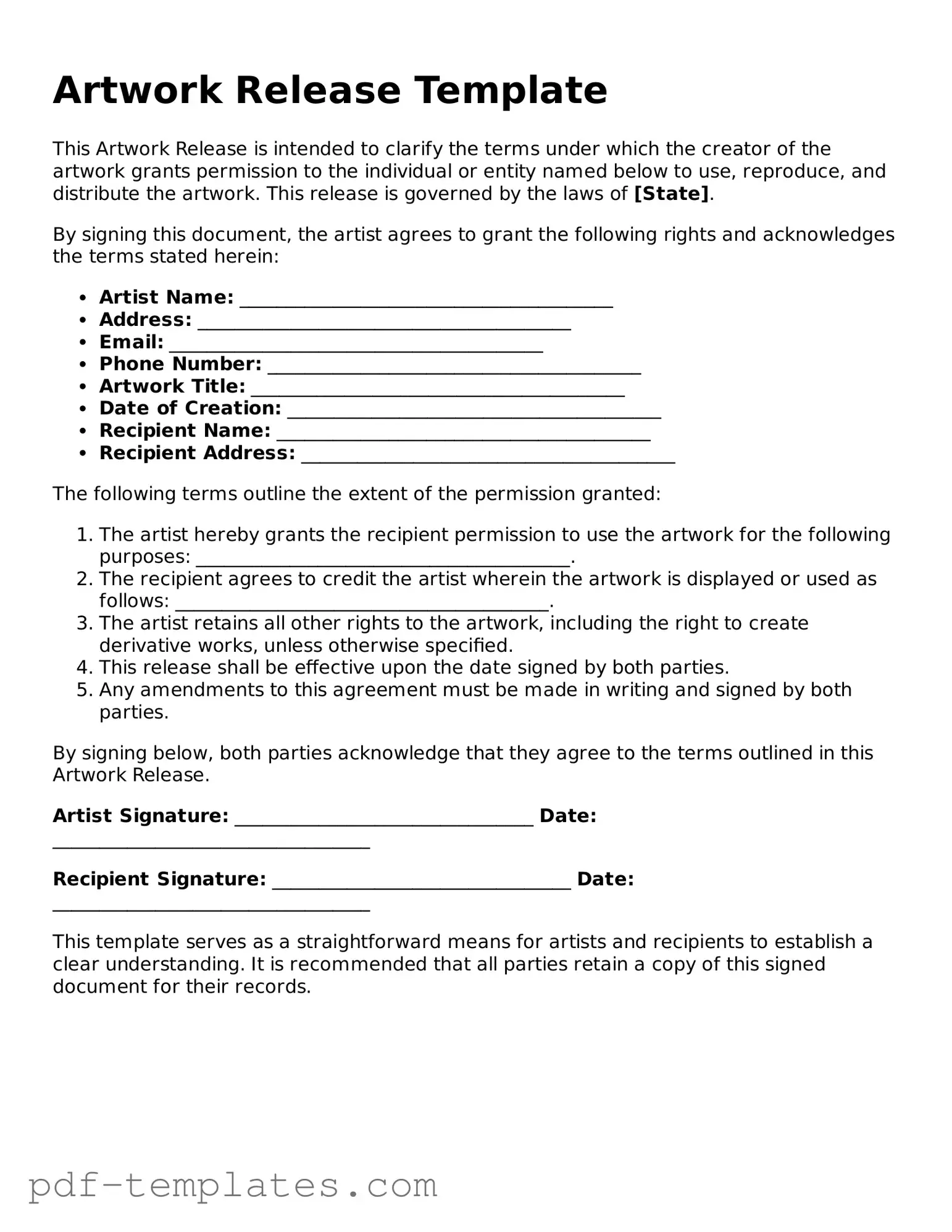 Artwork Release Document