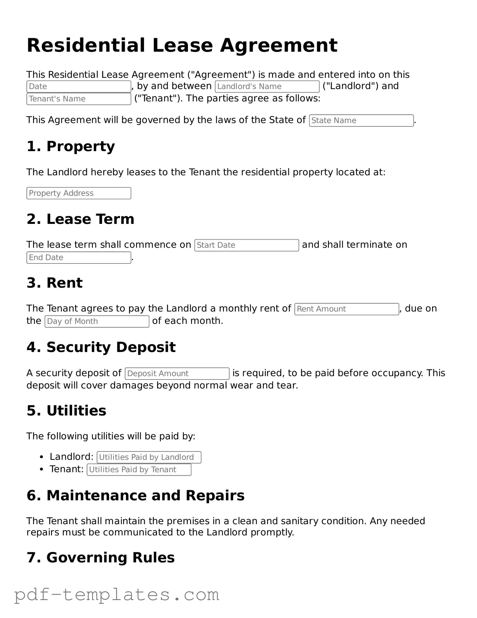 Residential Lease Agreement Document