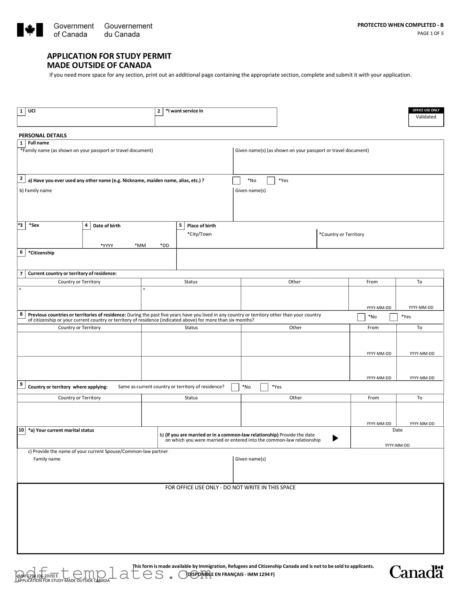 Get Imm 1294 Form in PDF