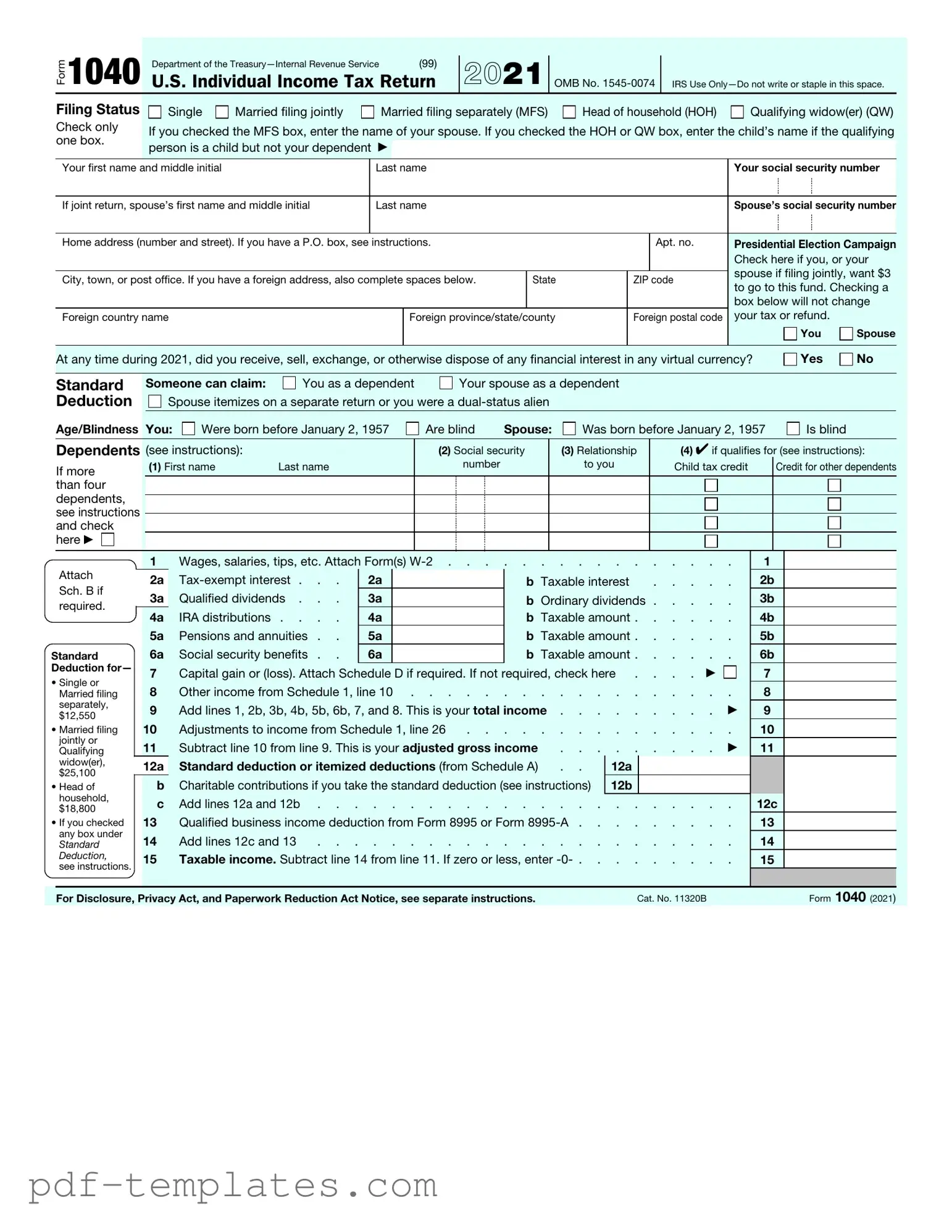 Get IRS 1040 Form in PDF