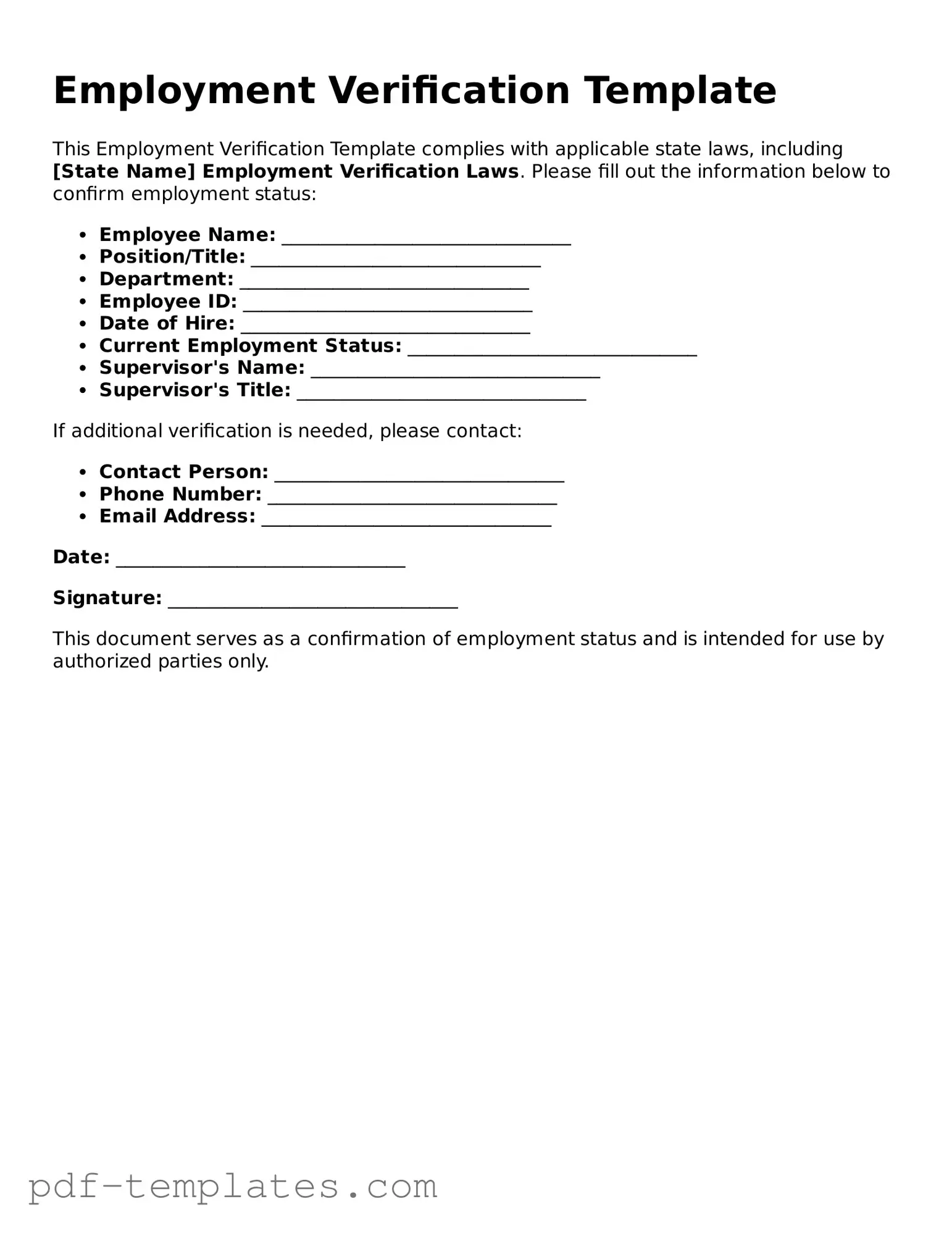 Employment Verification Document