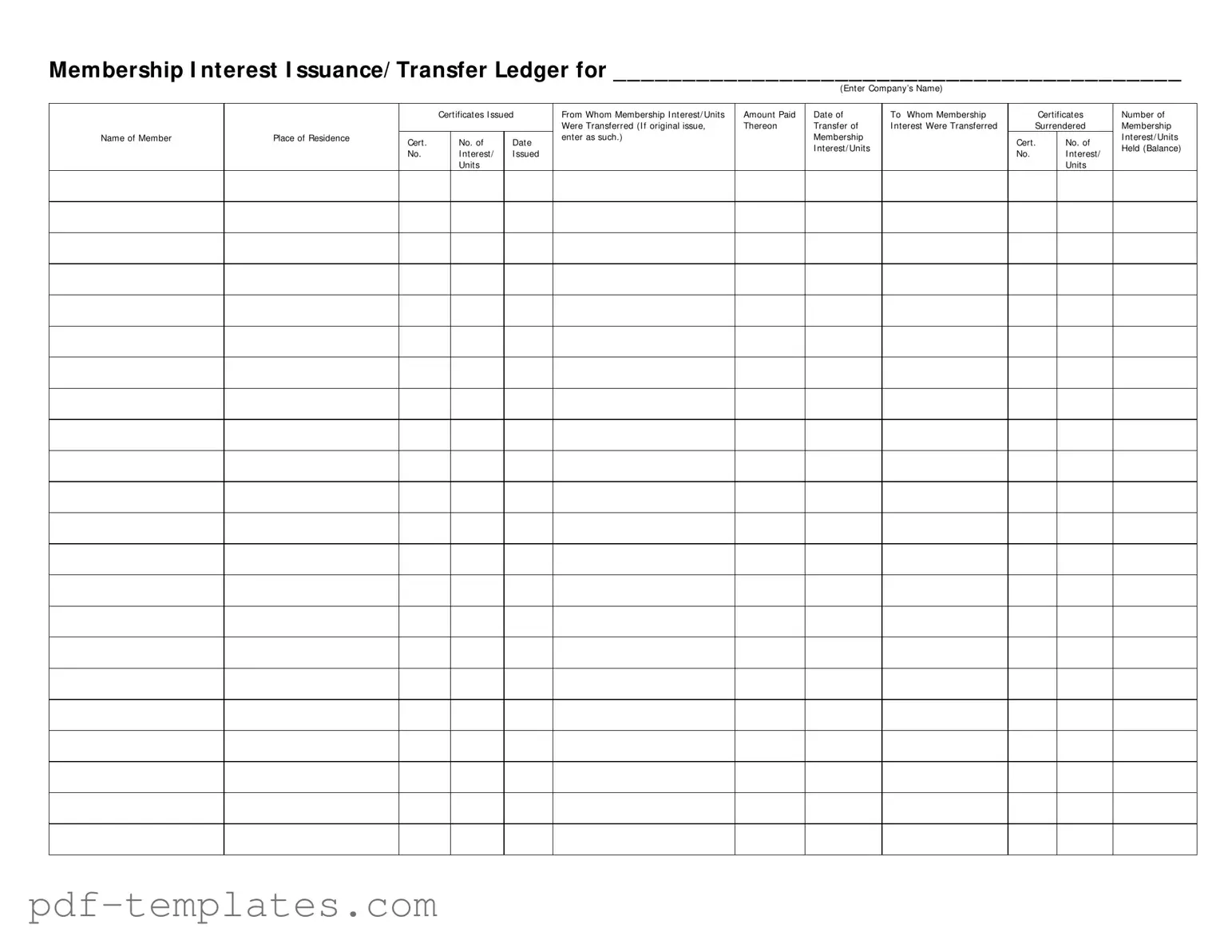 Get Membership Ledger Form in PDF