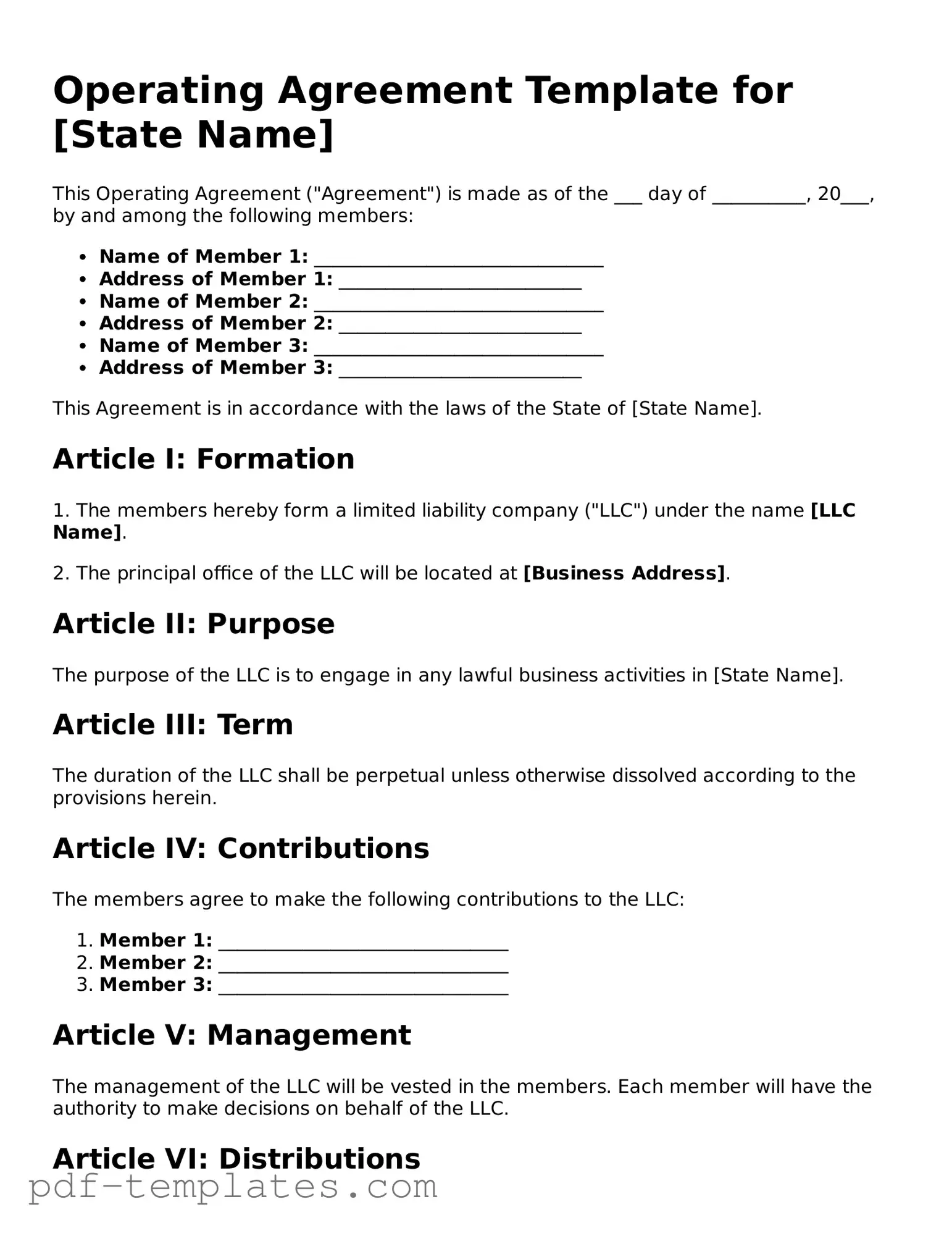 Operating Agreement Document