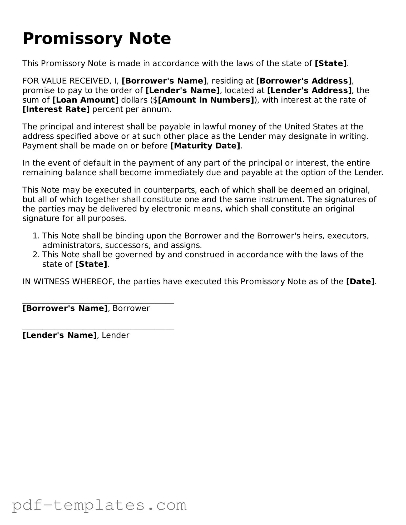 Promissory Note Document