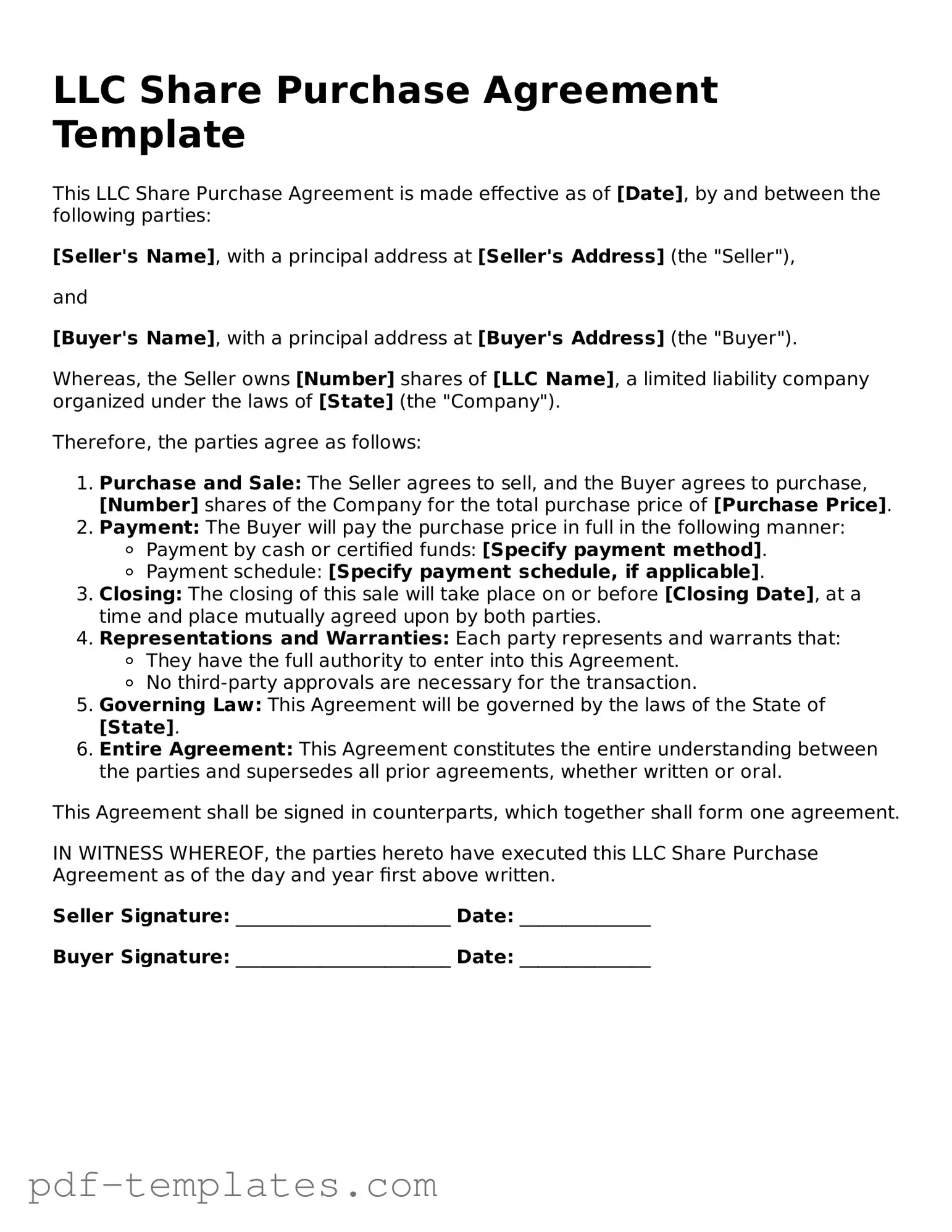LLC Share Purchase Agreement Document