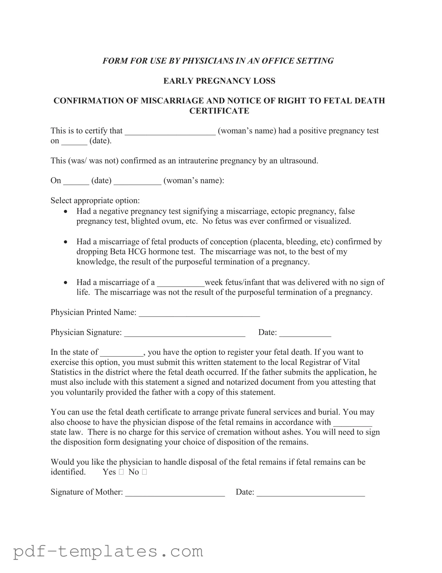 Get Miscarriage Discharge Paper Form in PDF