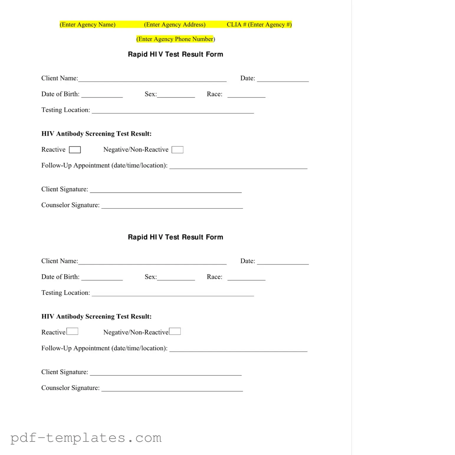 Get Negative Hiv Test Form in PDF