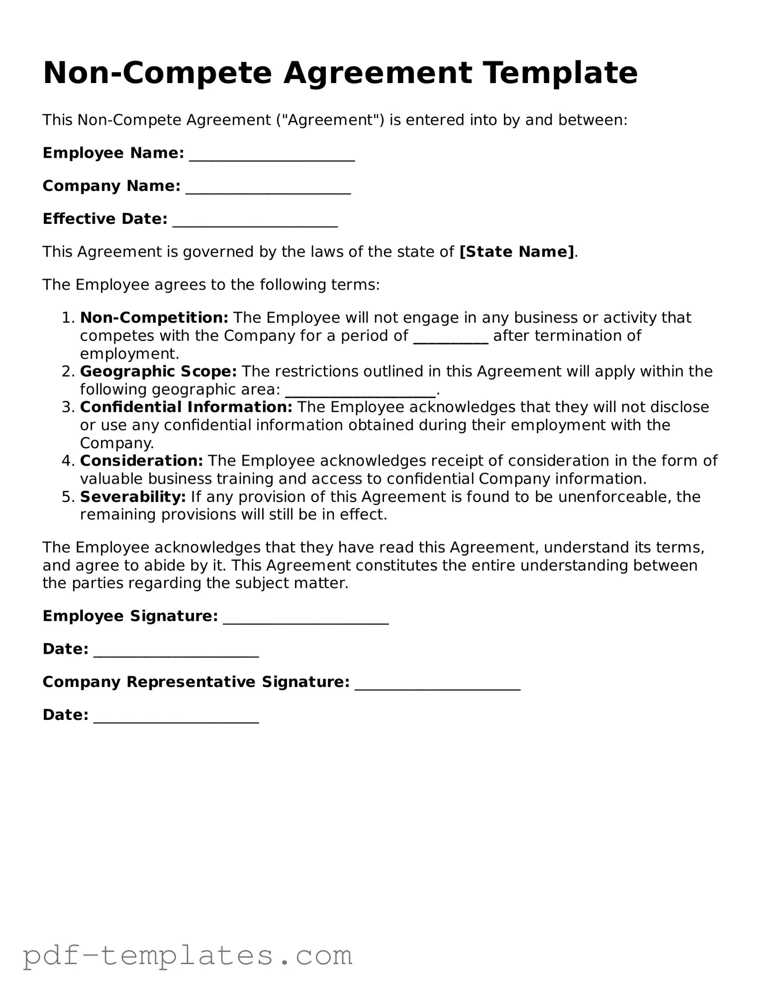 Non-compete Agreement Document