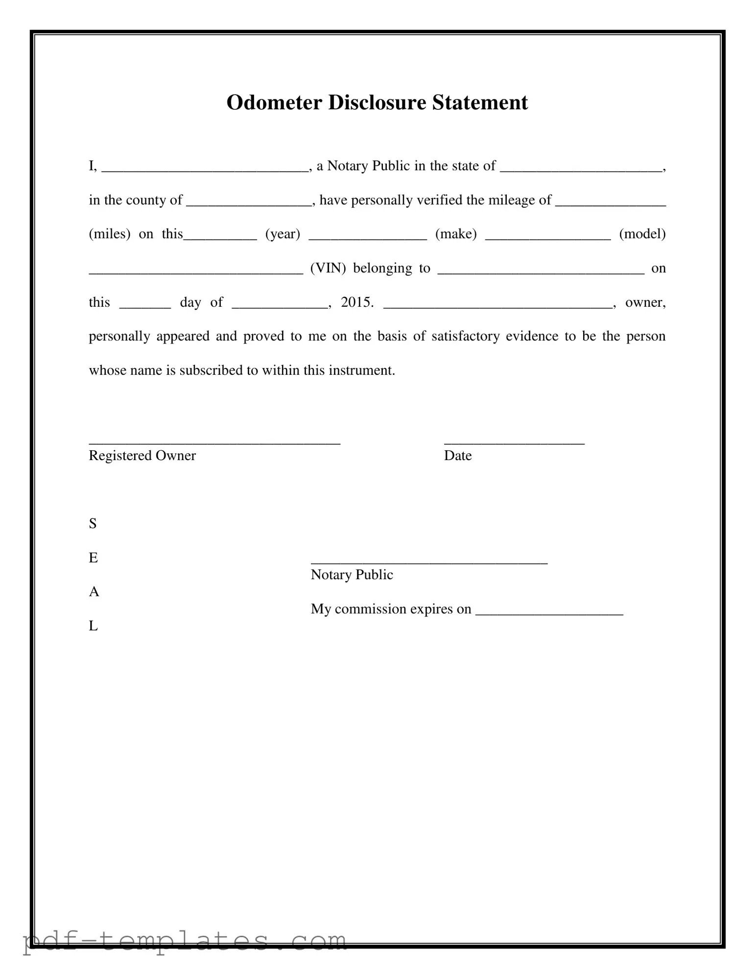 Get Notarized Odometer Statement Form in PDF