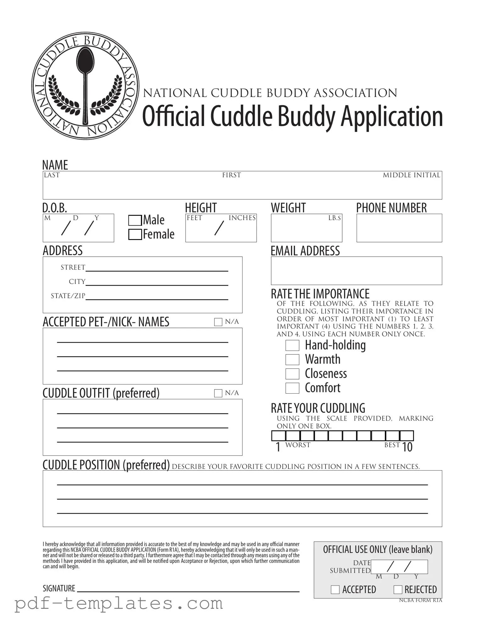 Get Cuddle Buddy Application Form in PDF