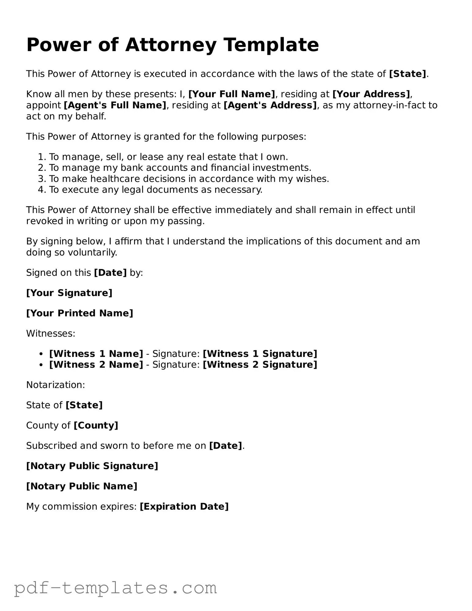 Power of Attorney Document