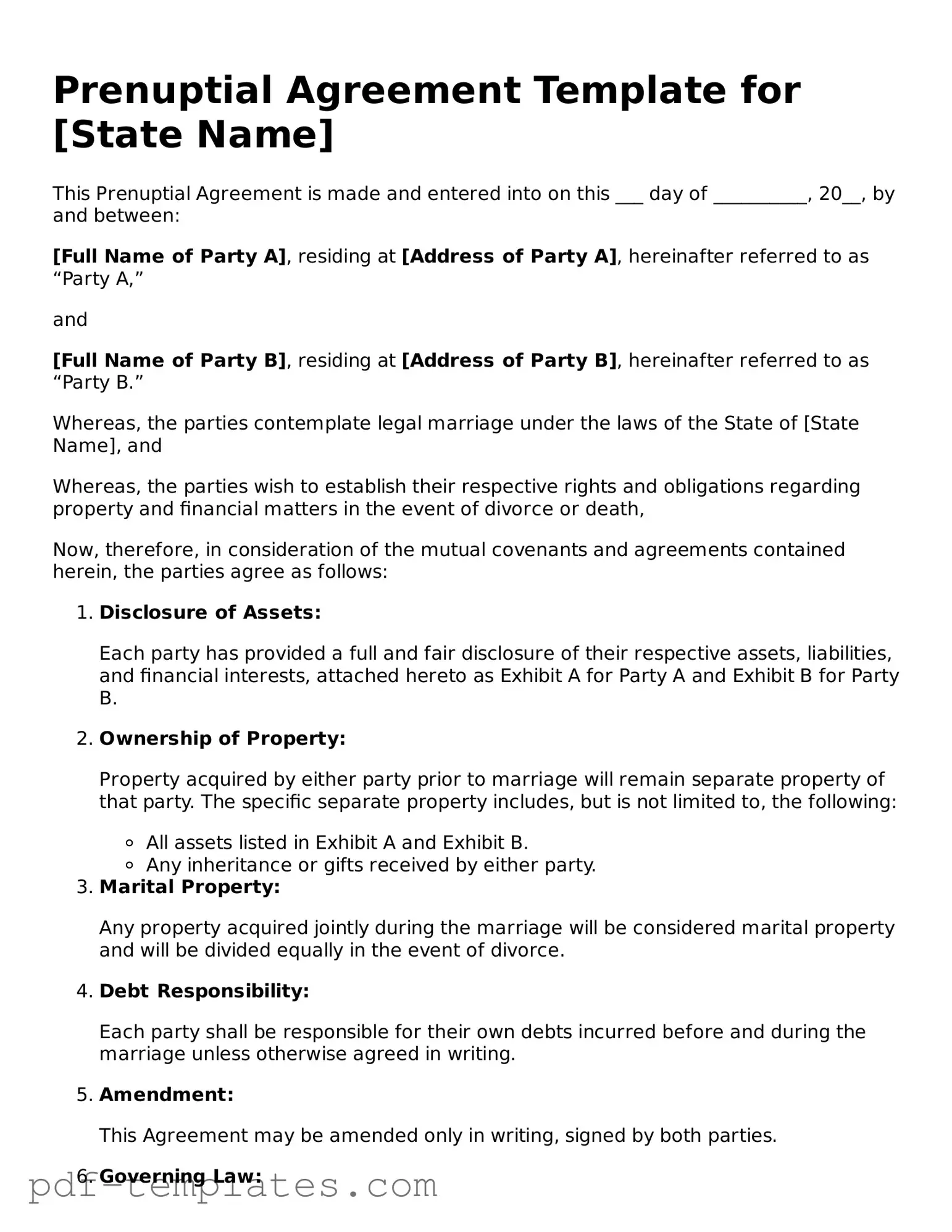 Prenuptial Agreement Document