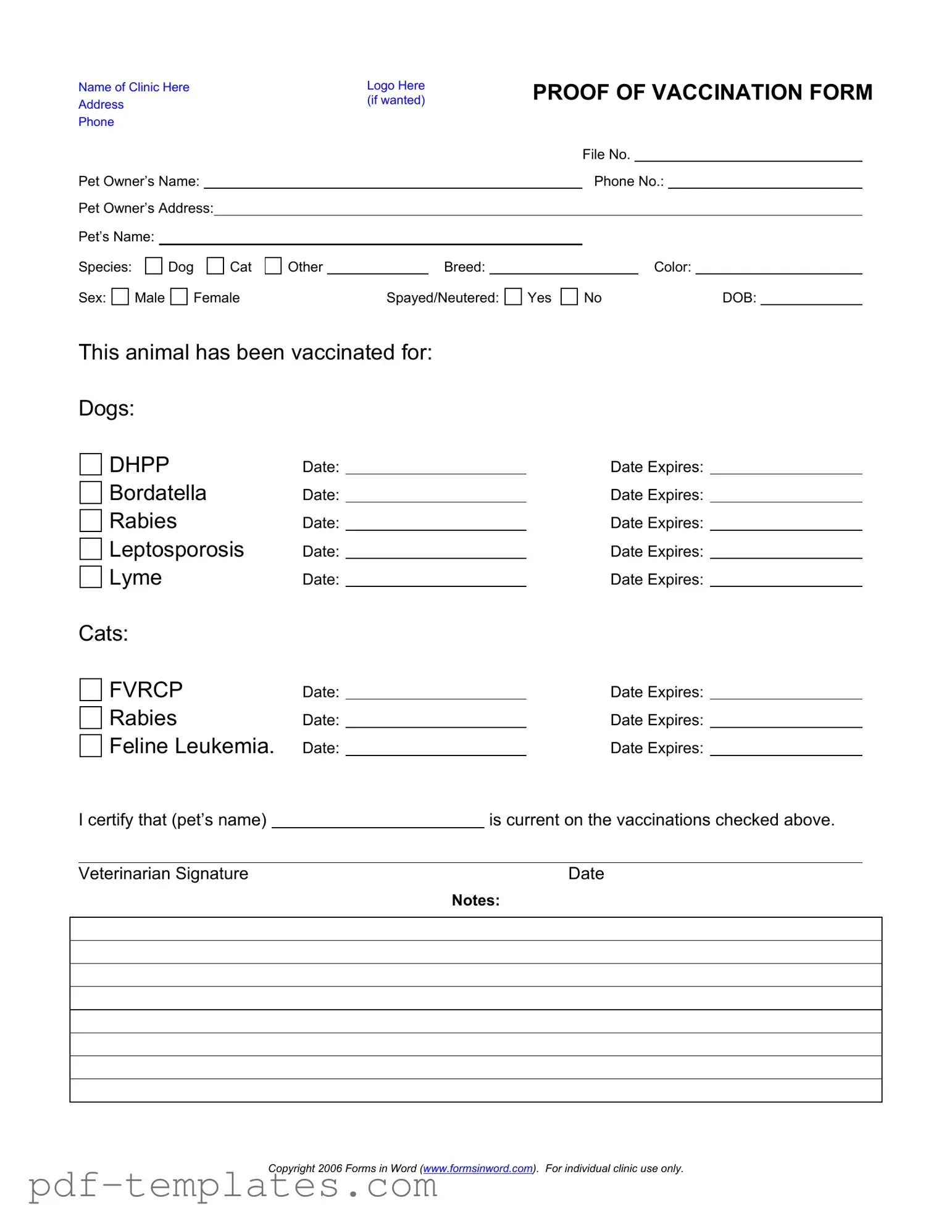 Get Proof Of Vaccination Dog Form in PDF
