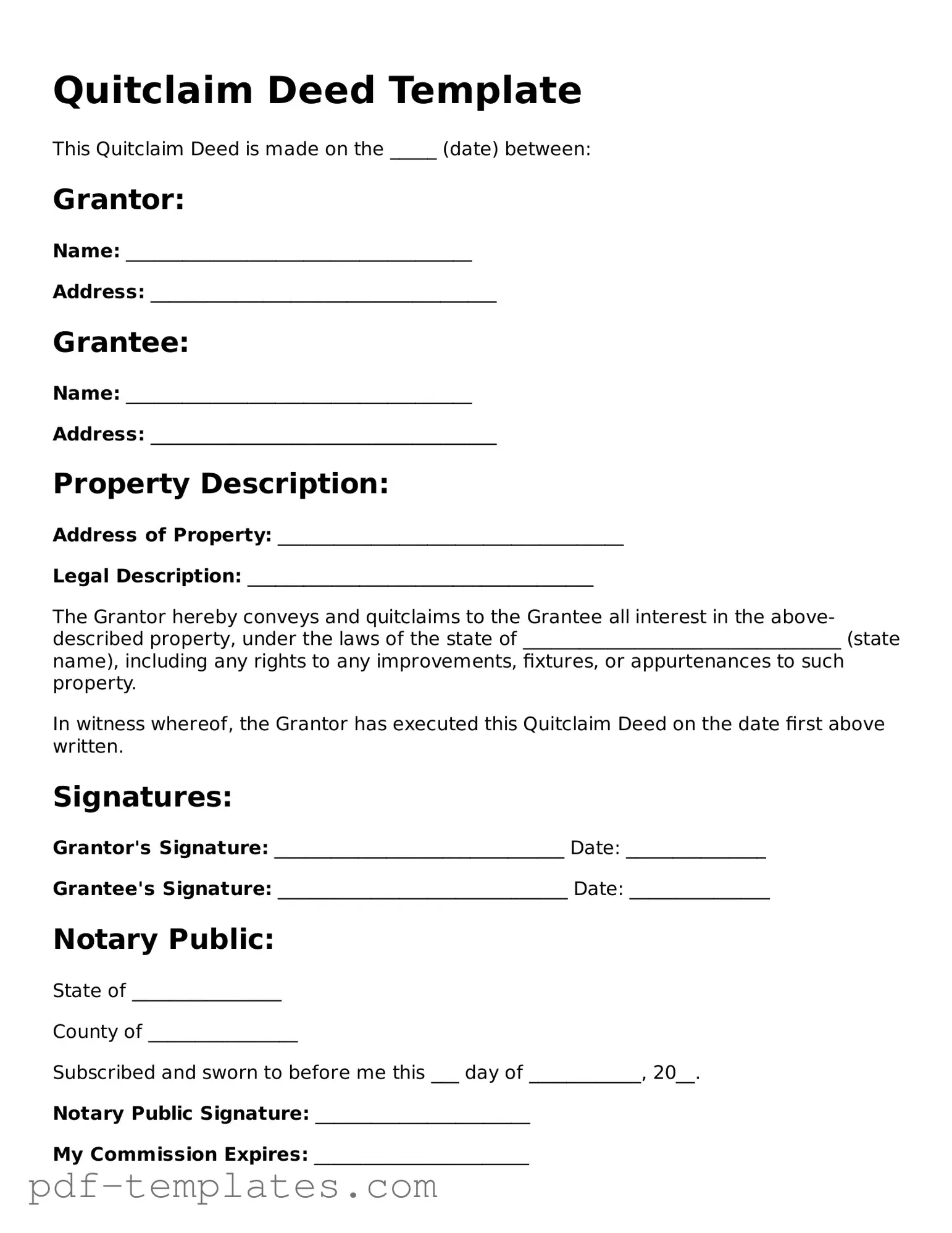 Quitclaim Deed Document