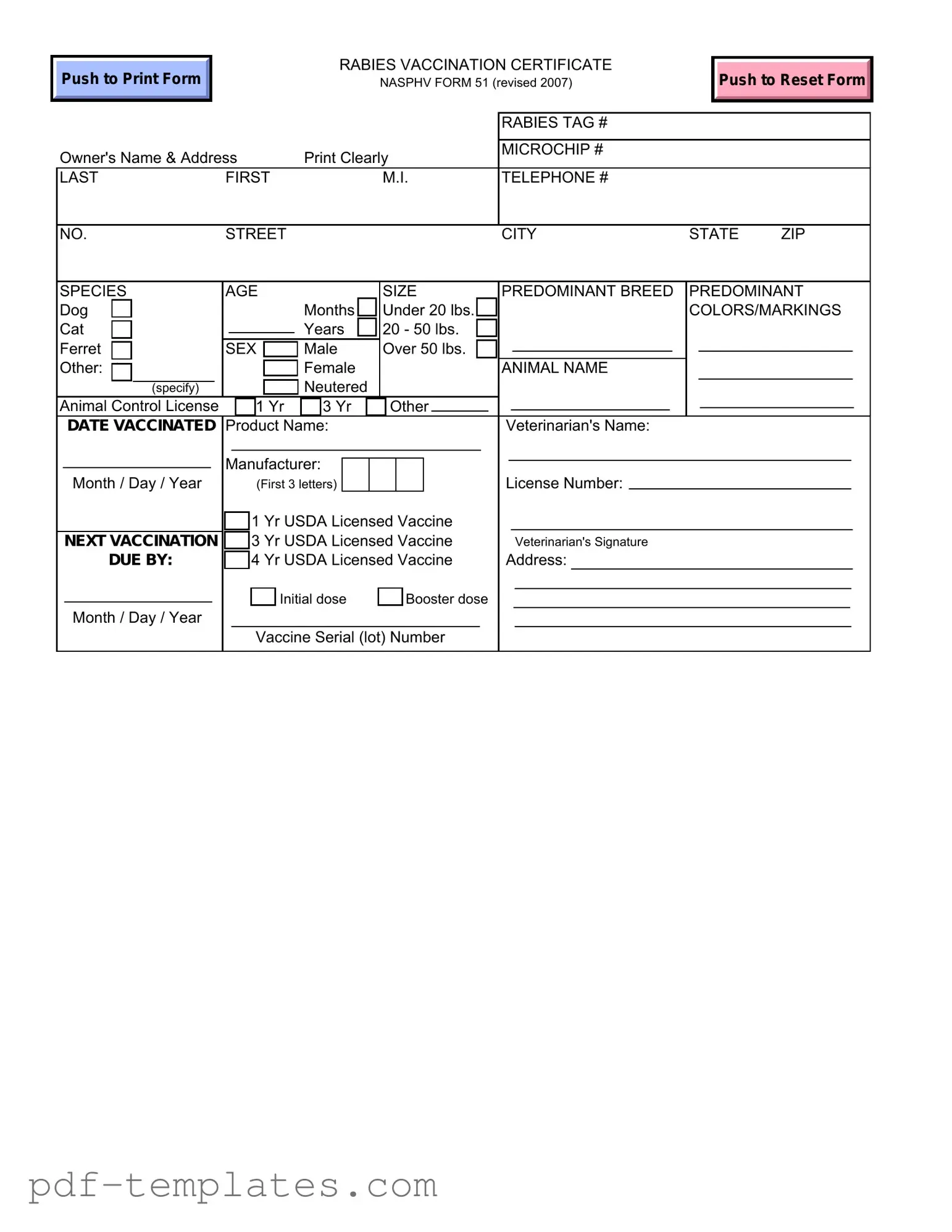 Get Rabies Certificate Form in PDF