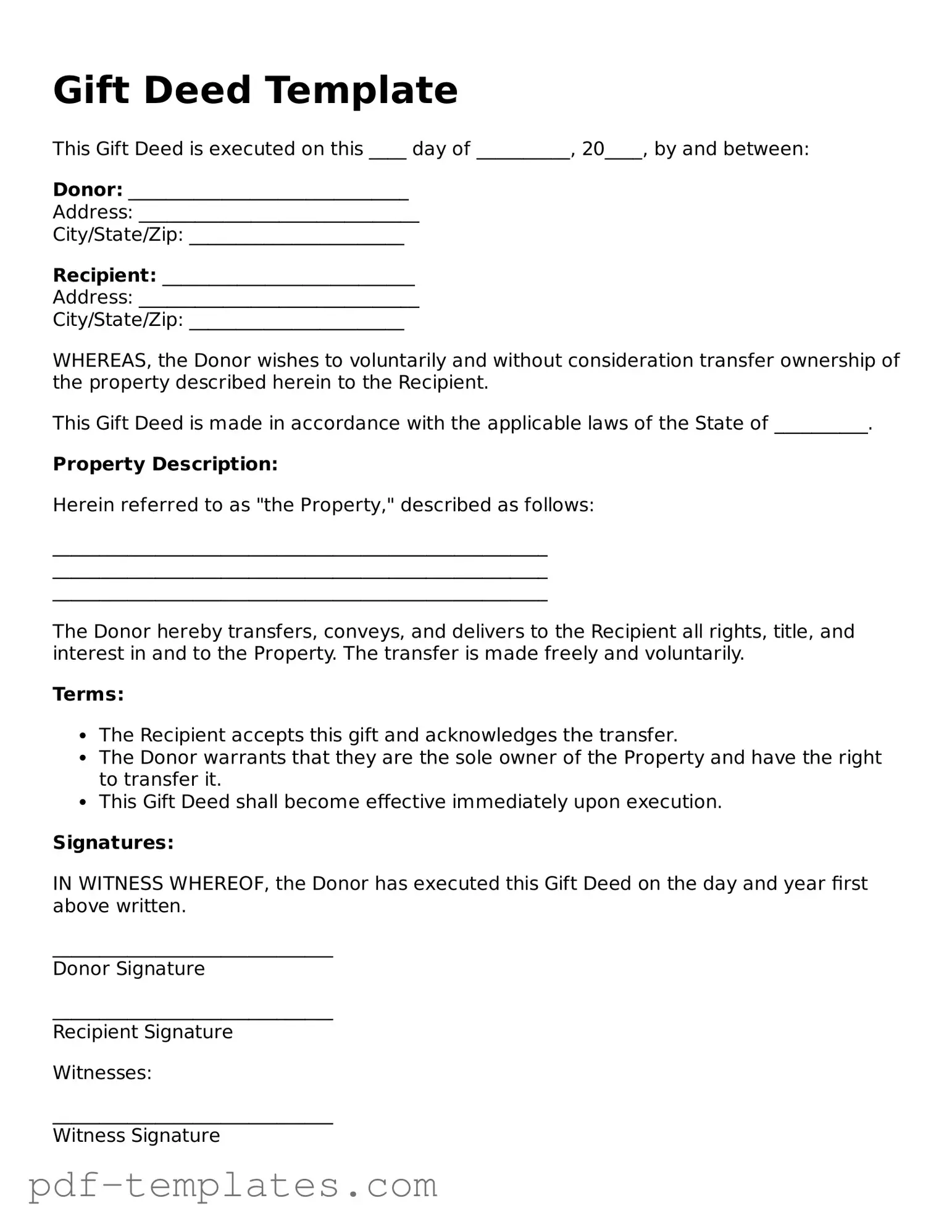 Gift Deed Document