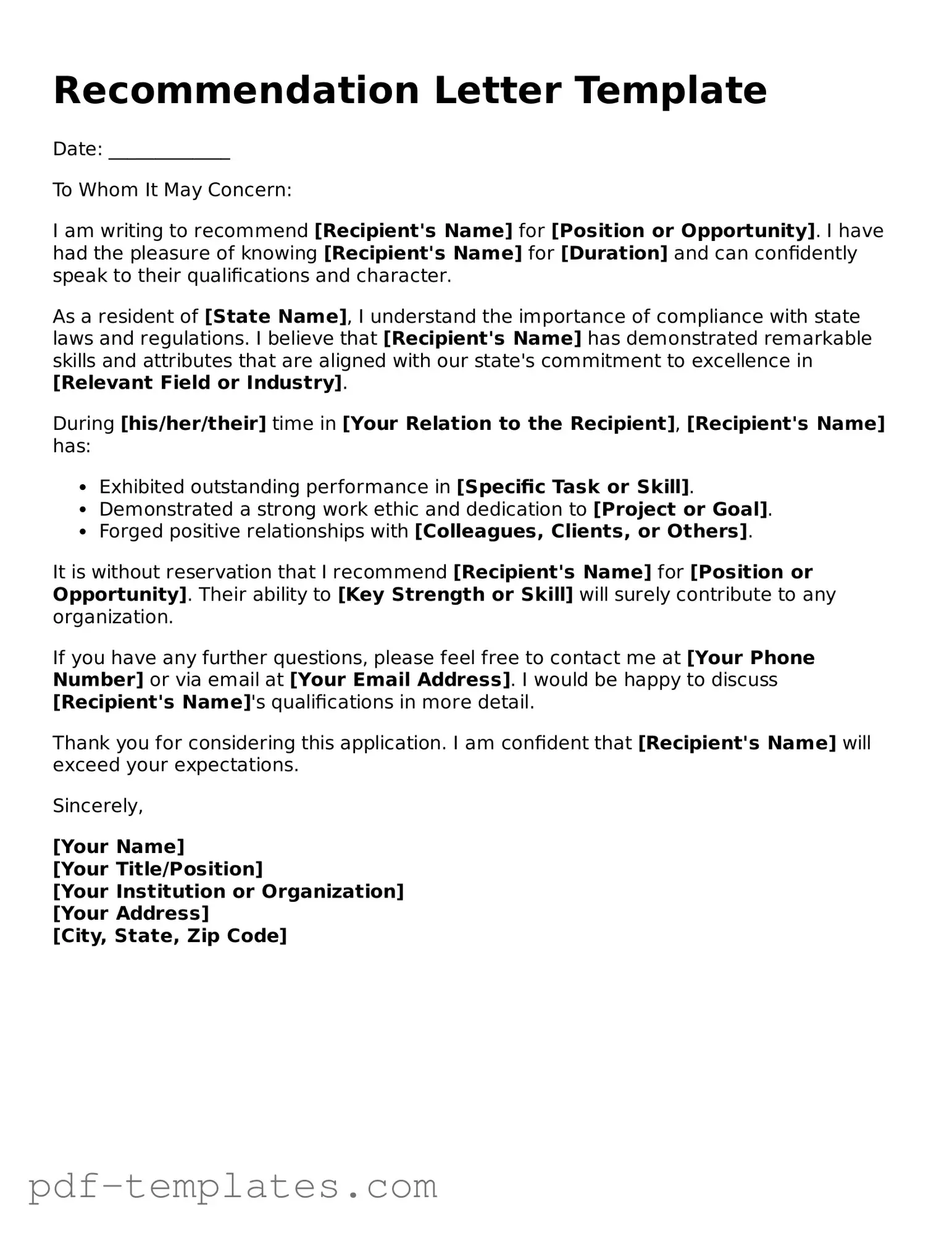 Recommendation Letter Document