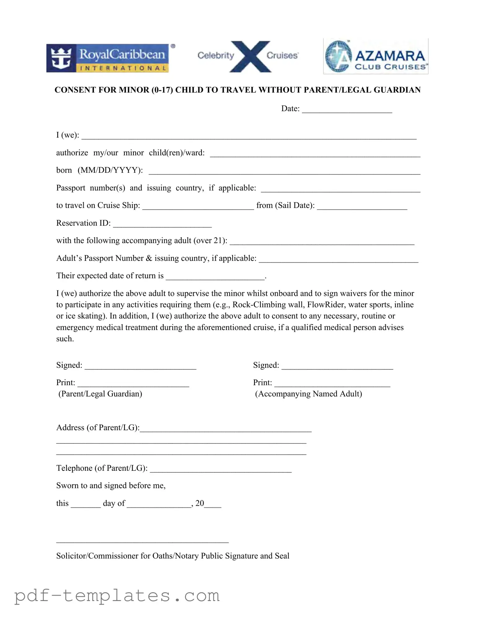 Get Royal Caribbean Parental Consent Form in PDF