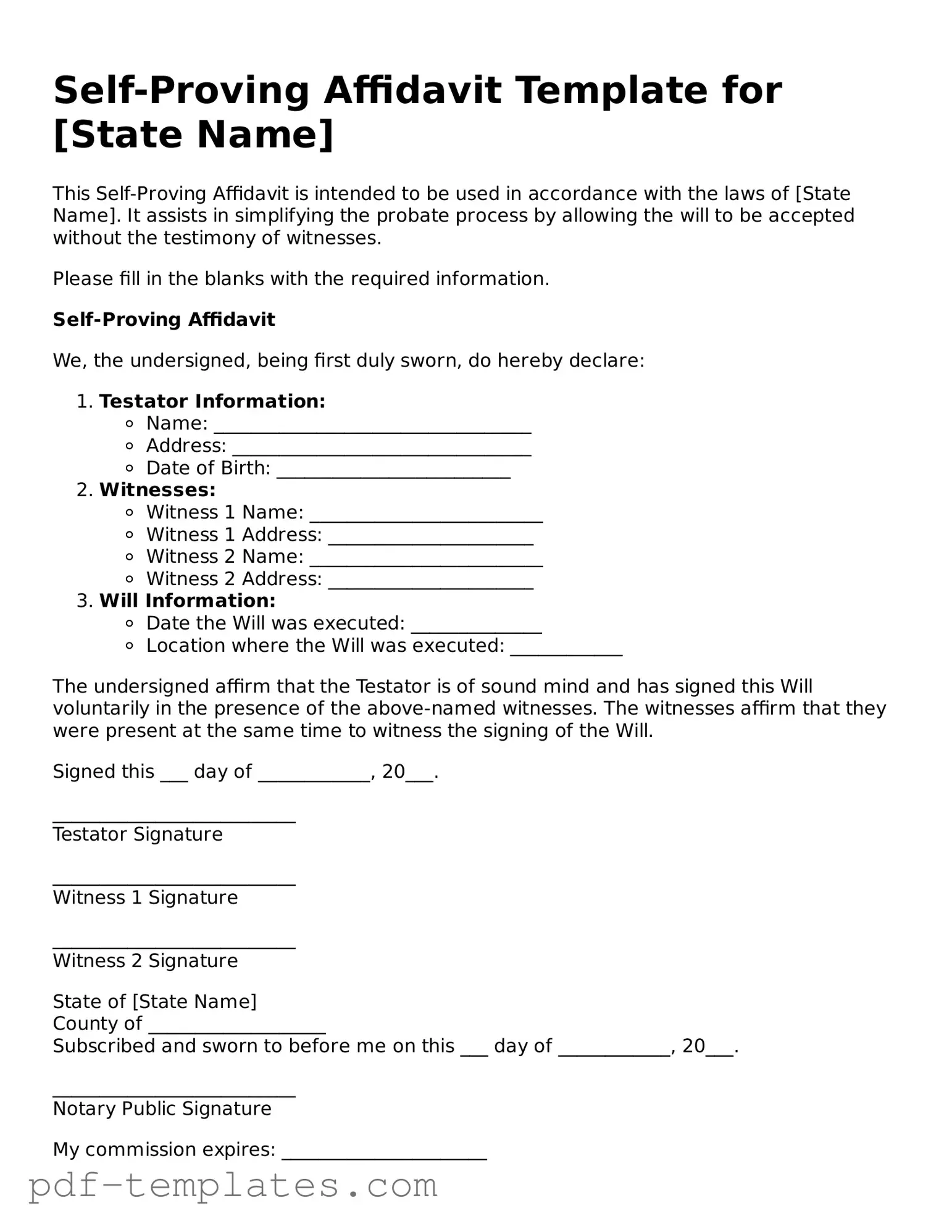 Self-Proving Affidavit Document