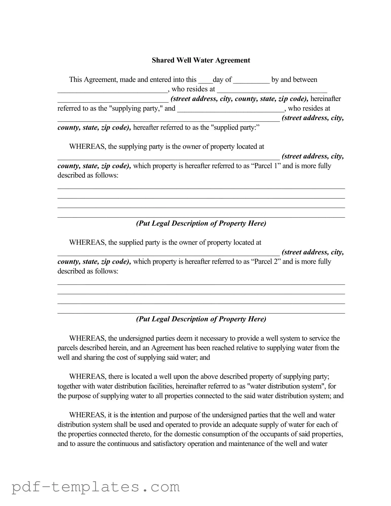 Get Shared Well Agreement Form in PDF